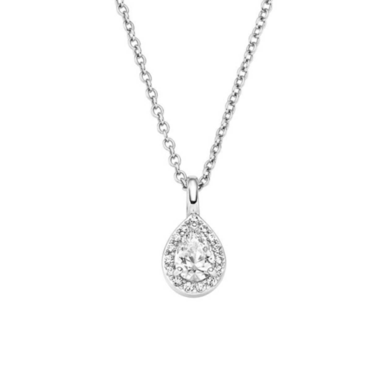 Prachtige zilveren collier met een draaglengte van 45cm. De hanger heeft 16 schitterende zirkonia's.

Combineer dit collier met bijpassende oorsieraden en ring.