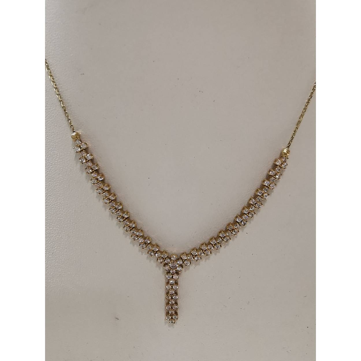 14 Karaat geel gouden collier met zirkonia