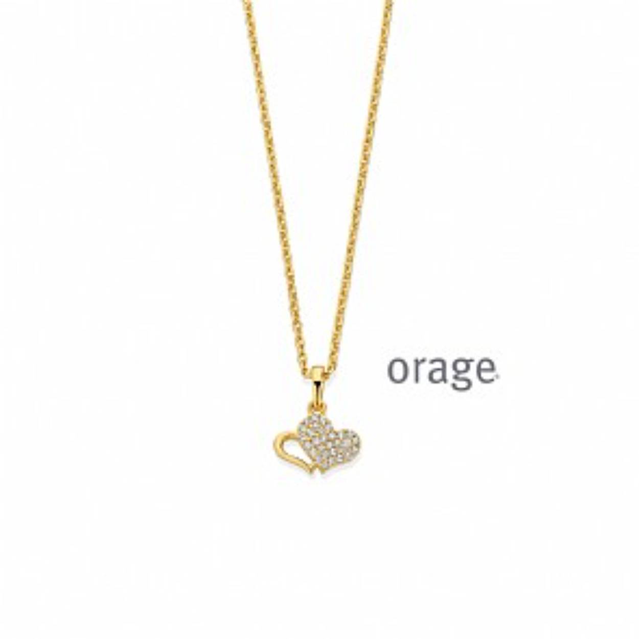 Orage collier hartje goudkleurig verguld met zirkonia steentjes