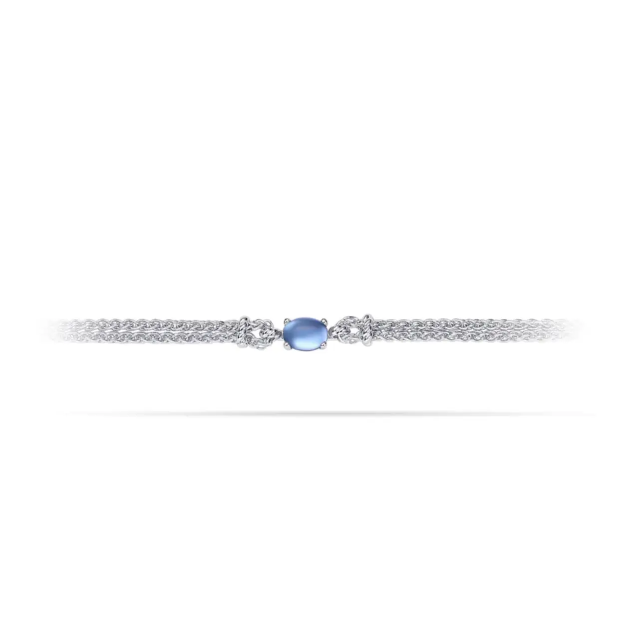 Zilveren armband met een blauwe zirkonia 18+3cm