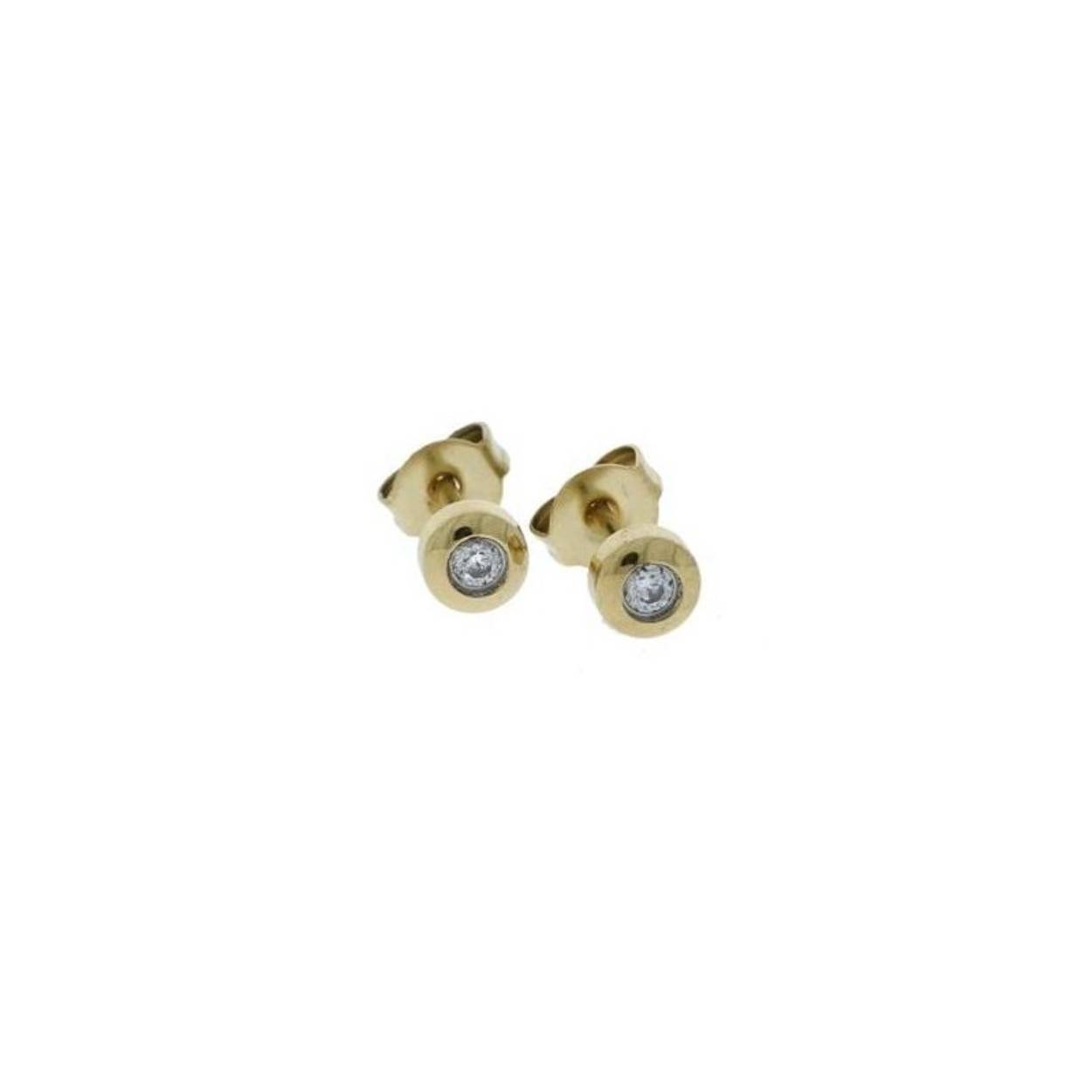 Staal goldplated oorknop met zirkonia 4.5 mm