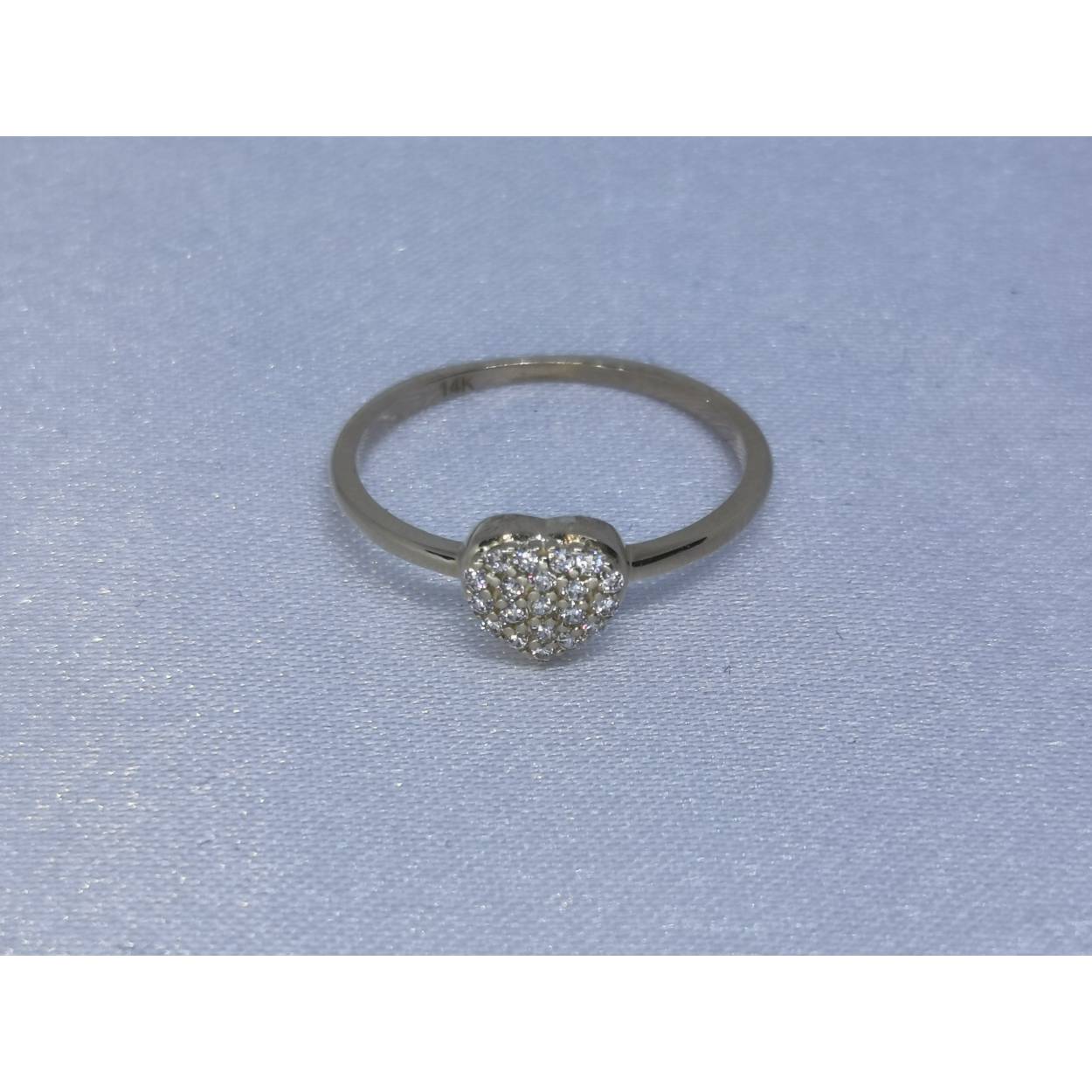 14 Karaat geel gouden hart ring met zirkonia's 