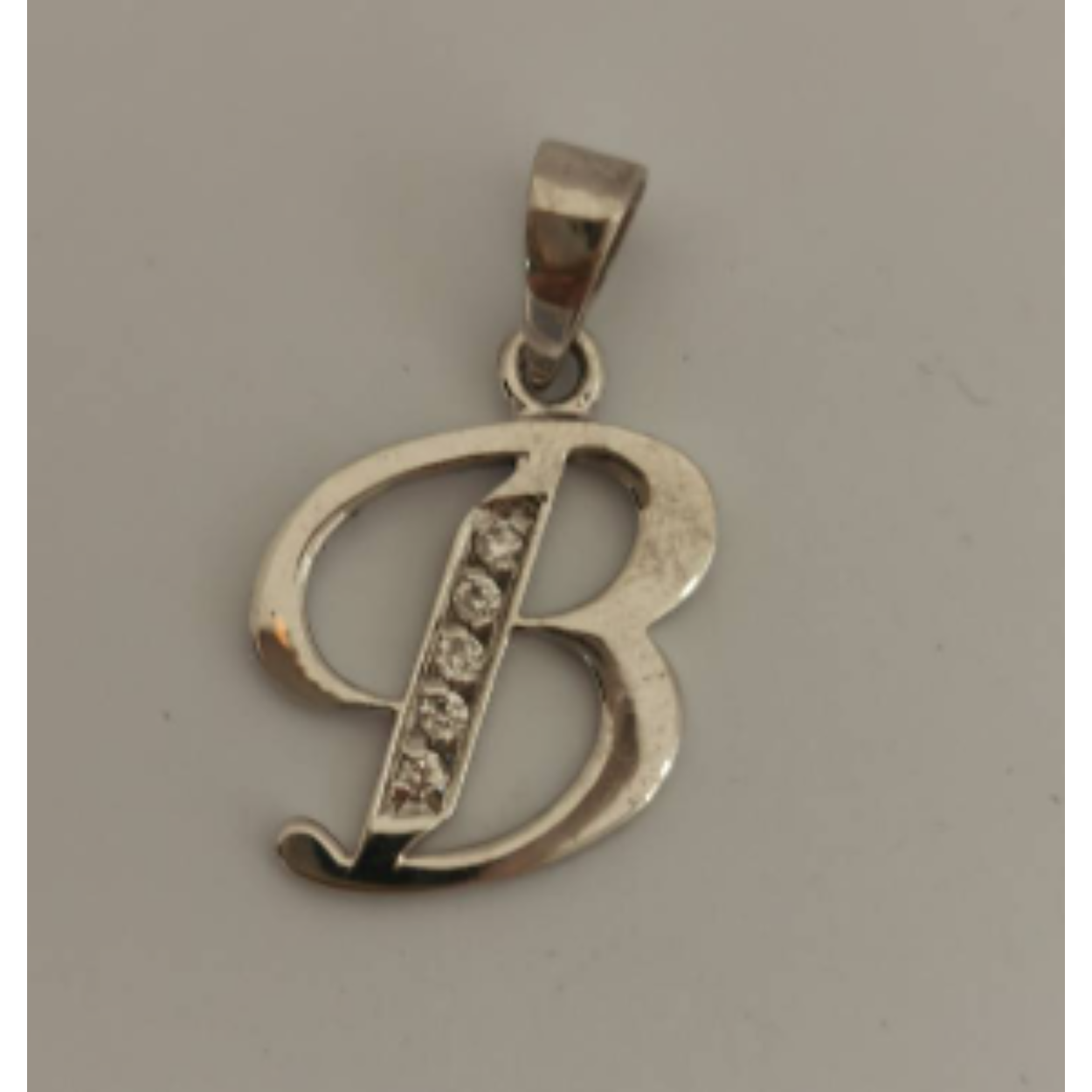 Zilveren hanger letter B zirkonia