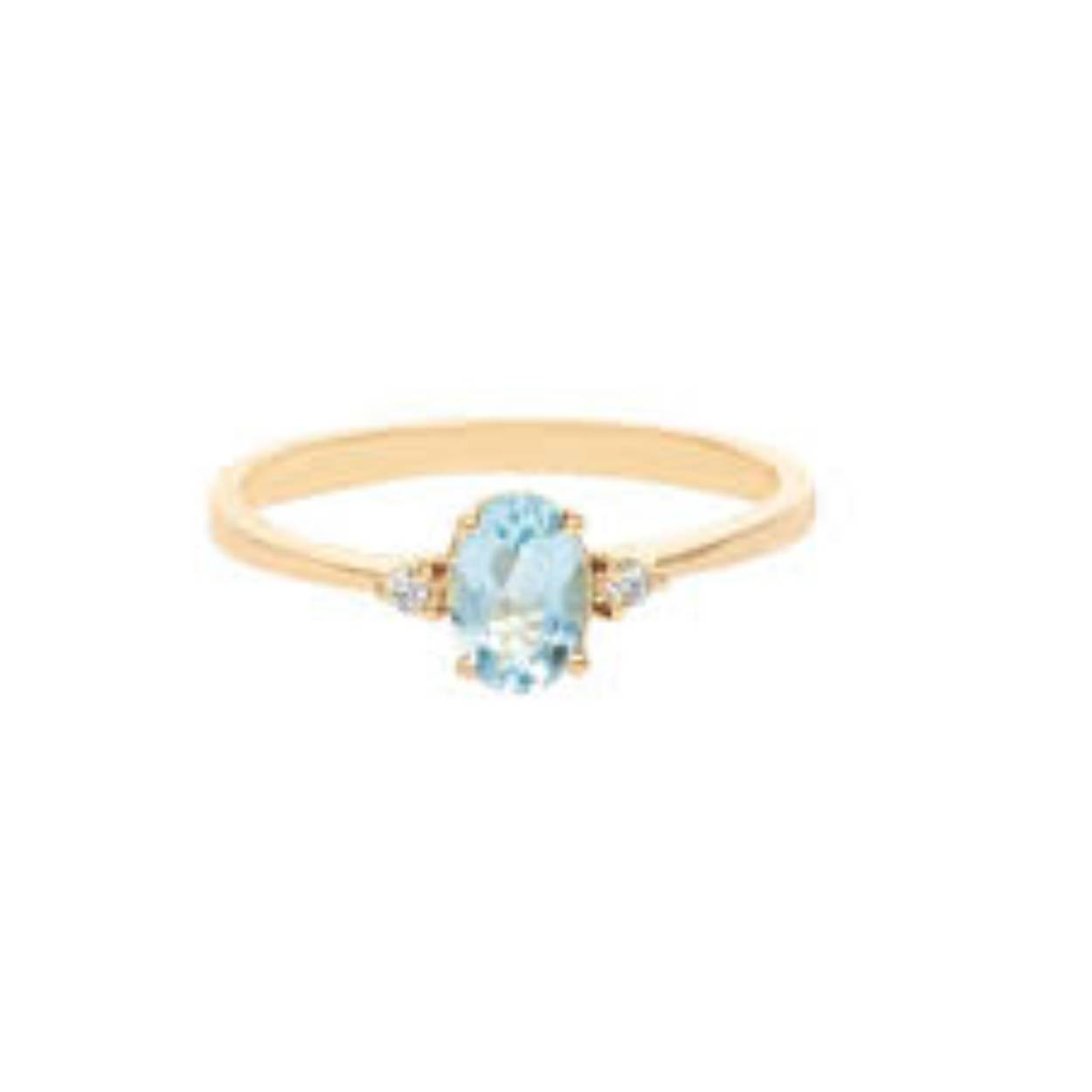 MISS SPRING GEELGOUDEN RING MET BLAUW TOPAAS EN DIAMANT