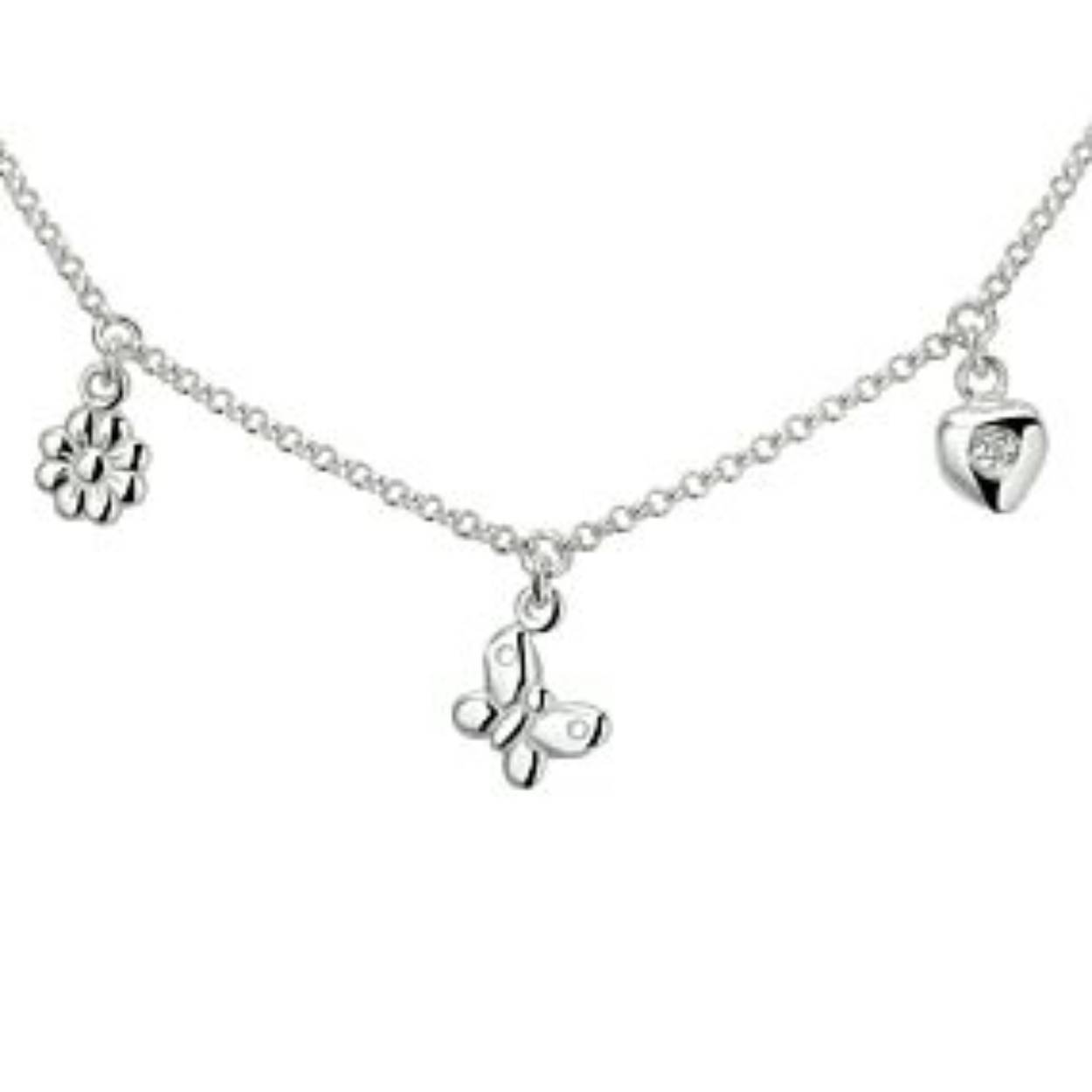 Collier zilver bloem hart vlinder  1322854