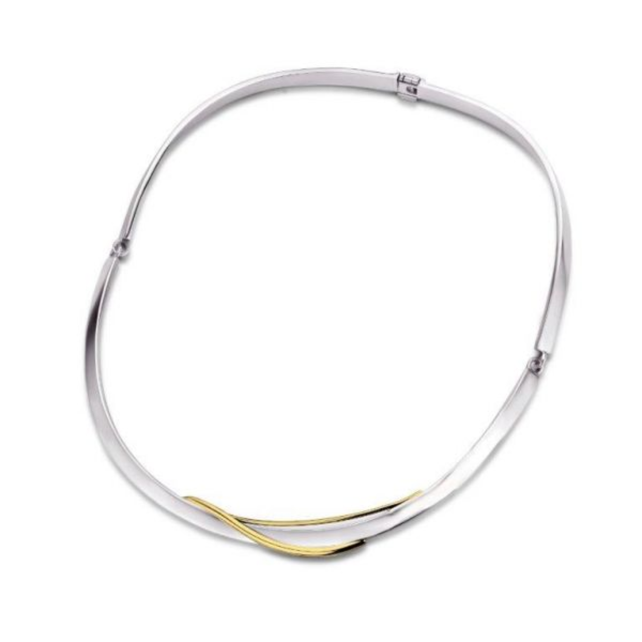 Een zilveren met 14 kt. geelgouden collier van het Nederlandse sieradenmerk Engi.