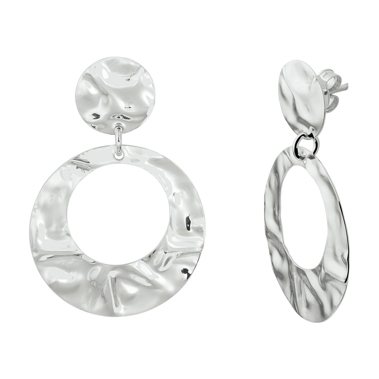 Zilver oorhangers gehamerd