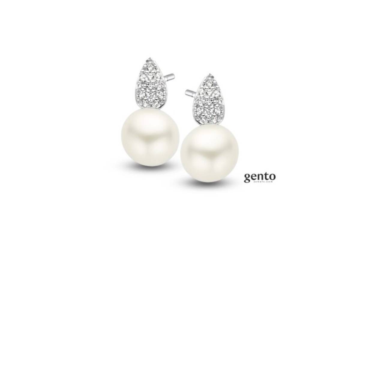 Oorbellen zilver/parel gento jewels