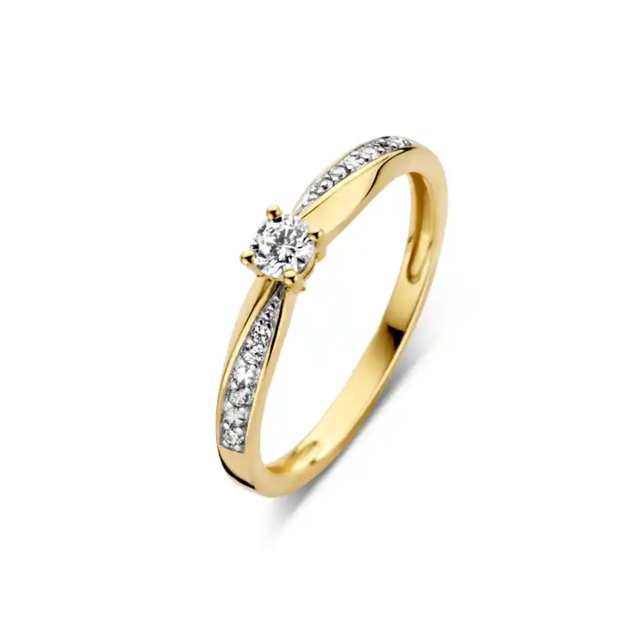 geelgouden ring met zirkonia
