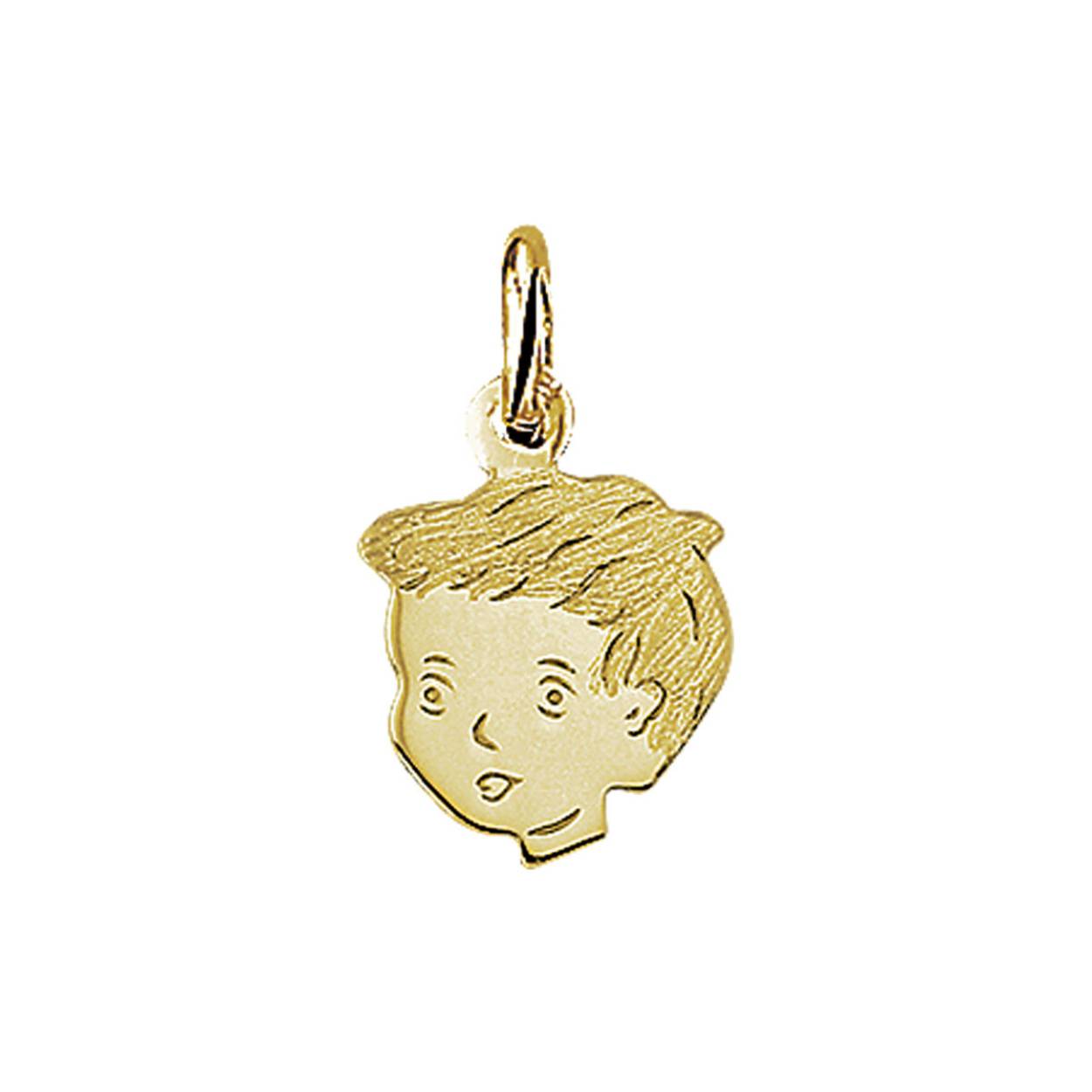 Gouden hanger graveer 17x14mm jongen mat haar