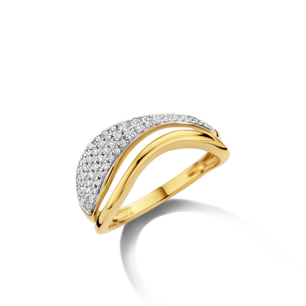 Ring geel goud 18kt met diamanten.