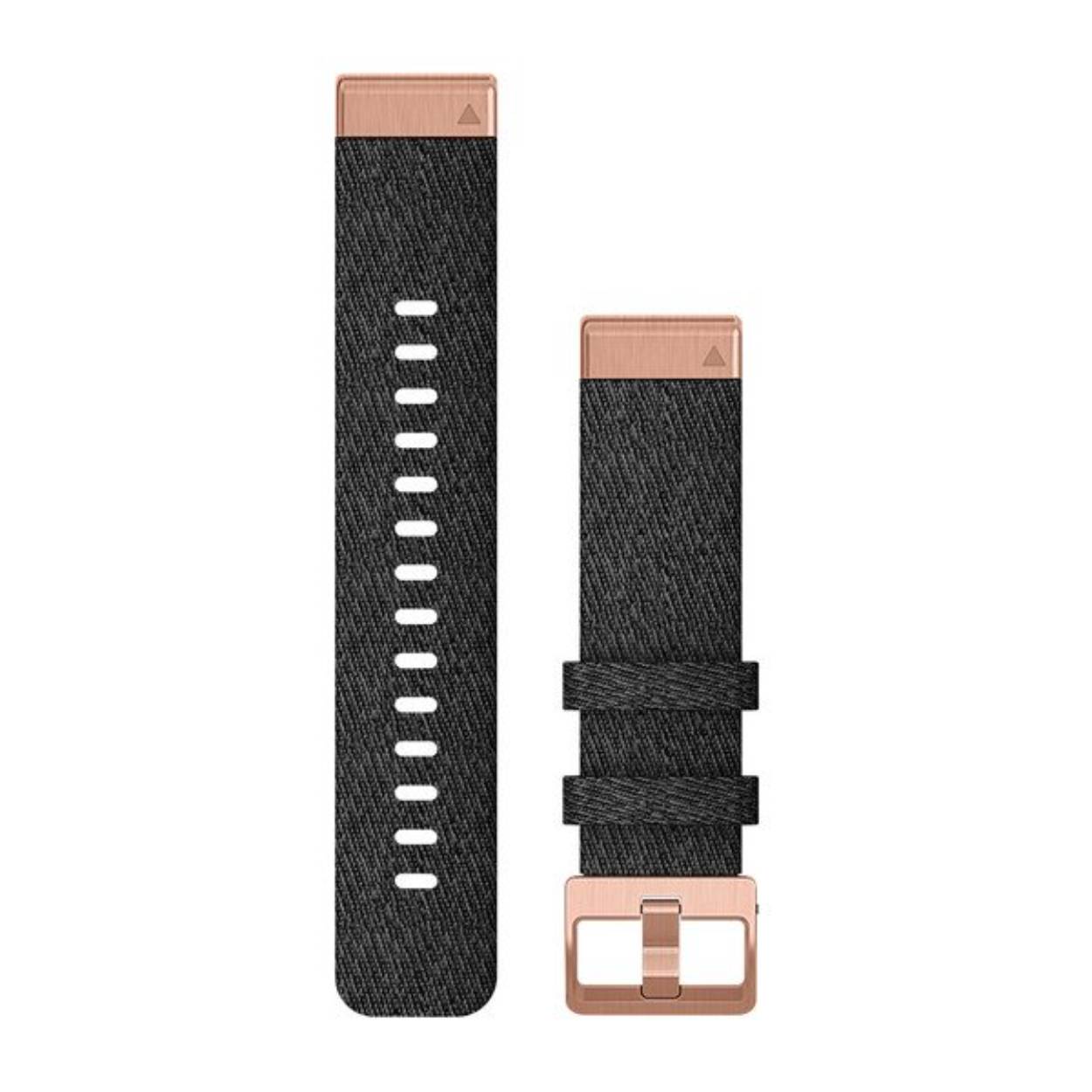 Zwart nylon met rosegoudkleurige horlogband voor om uw Garmin Fenix 7S horloge.

U kunt de verwisselbare bandjes voor uw compatibele horloge eenvoudig wisselen en vastklikken. Kies voor leer, metaal of siliconen om de look van uw horloge in een flits te veranderen. Eenvoudig te wisselen en altijd stevig. Geen hulpmiddelen vereist.