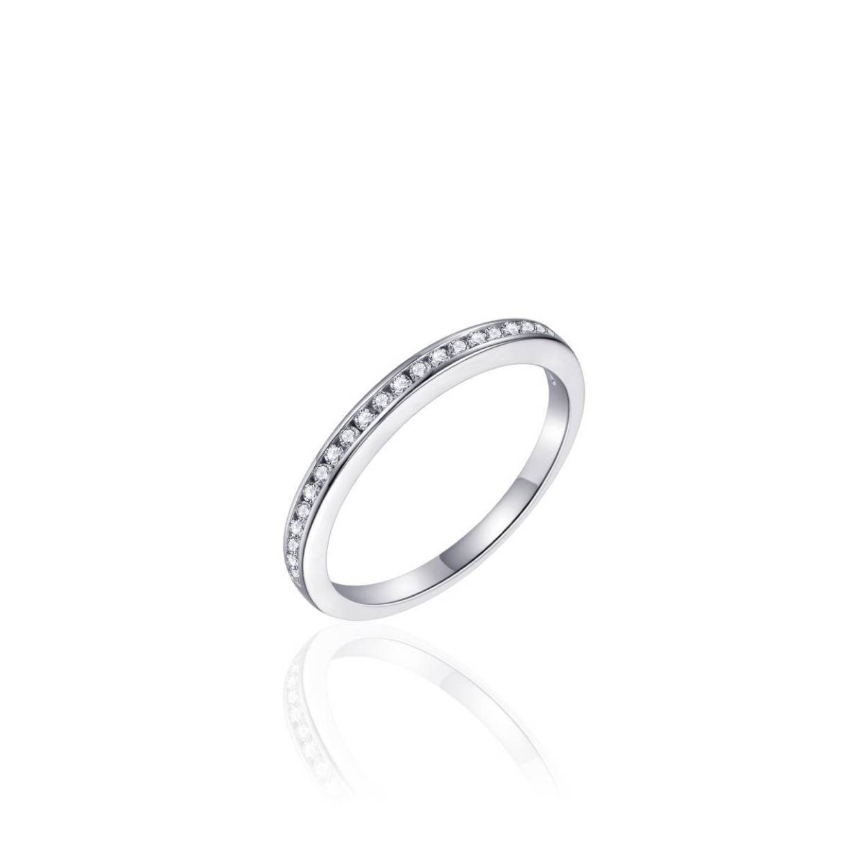 Gisser ring met een baan zirconia's in de ring glad.
Verkrijgbaar in de maten 48 tot en met 62