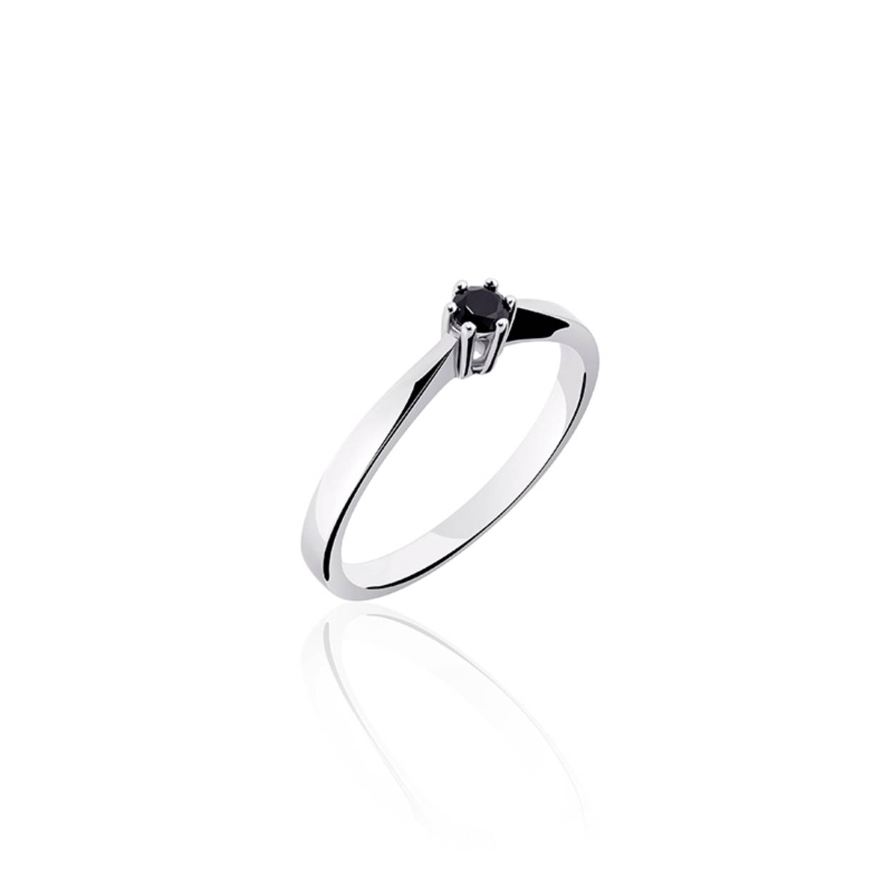 Zilveren damesring zirkonia zwart zirkonia 2mm solitair SPR02Z-56