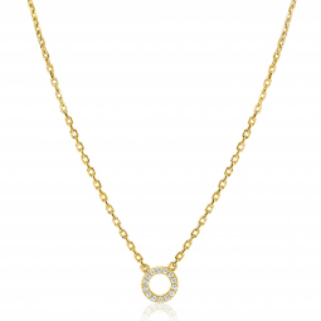 Zinzi zilver verguld collier met hanger met zirkonia