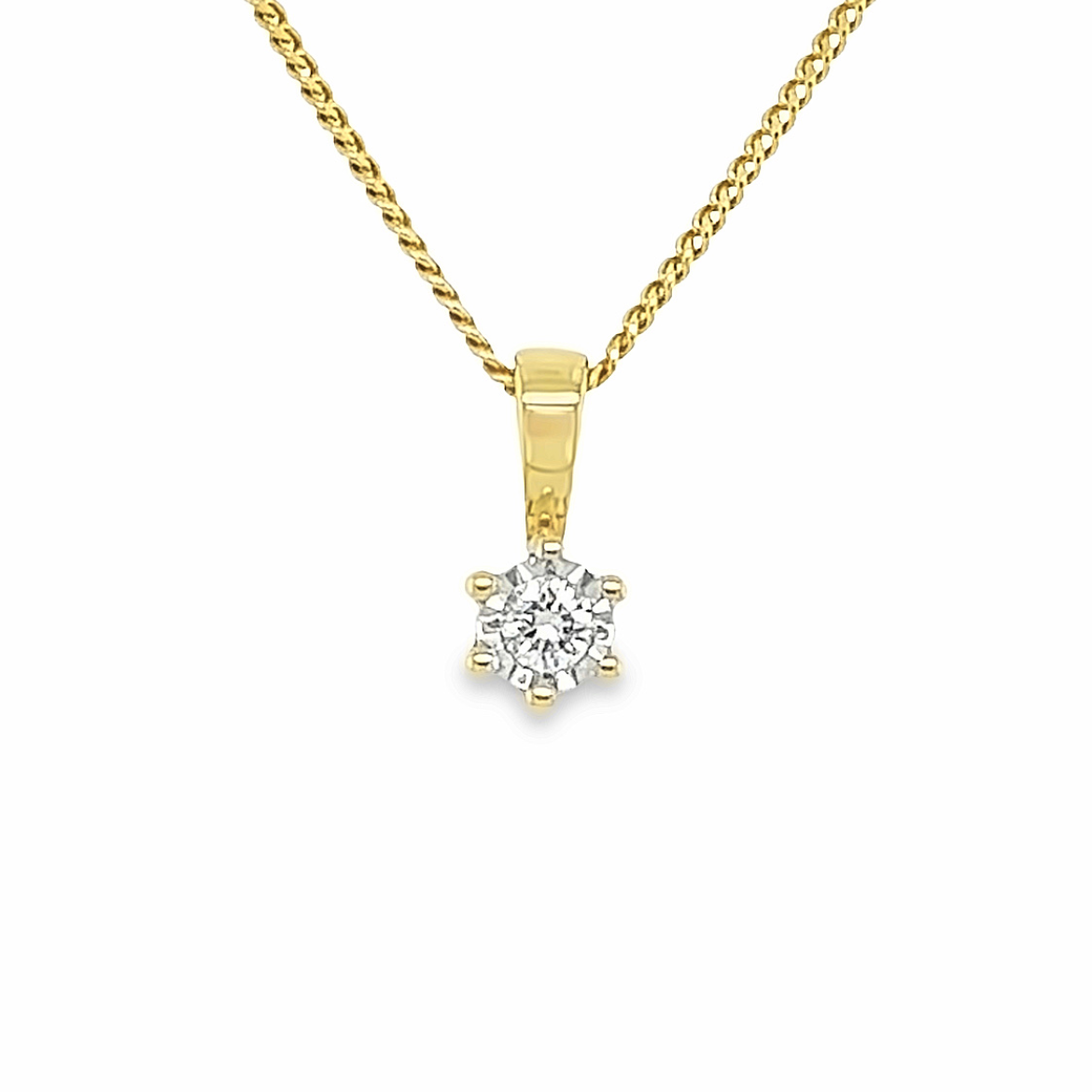 Geelgouden Illusie Hanger met Diamant 0,05 karaat