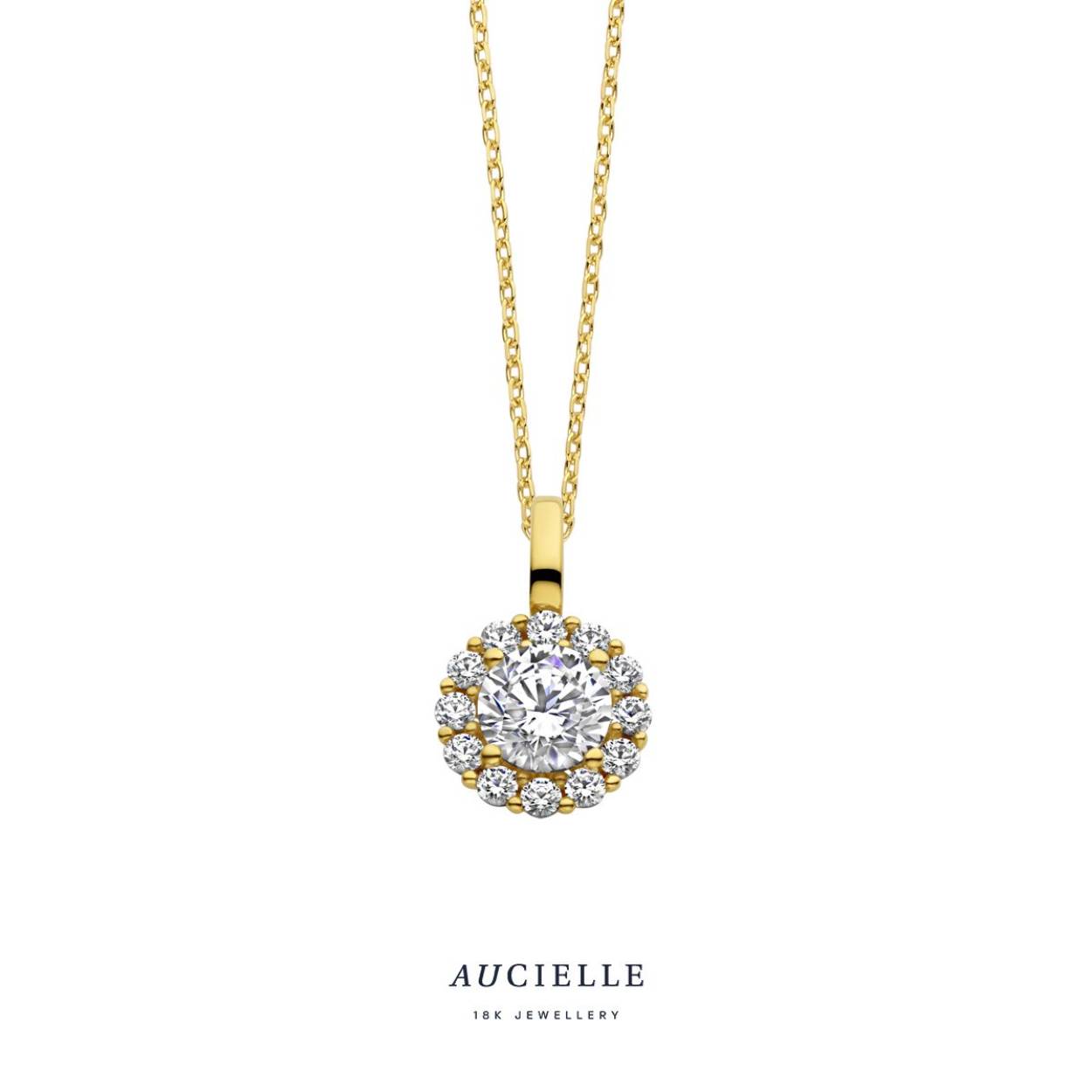 Aucielle hanger geel goud 18k met zirkonia steentjes