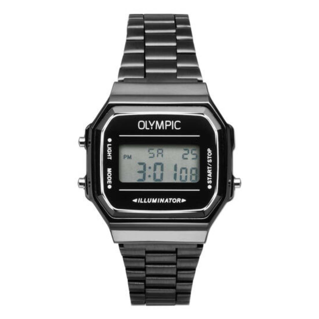 Olympic OL66HKS004 Digital Horloge Staal 38,6x 36,3mm 
Dit unieke Olympic horloge met artikelnummer: OL66HKS004 is een digitaal horloge met een sportieve uitstraling. Het horloge heeft een rechthoekige zwarte metalen kast met een zwart digitaal venster met witte accenten. Het horloge heeft meerdere functies zoals, tijd, datum, stopwatch, alarm en verlichting. Aan de kast zit een zwarte stalen matte schakelband met kliksluiting. Het horloge heeft een mineraalglas, een afmeting van 38,6x 36,3mm en is 3ATM.

Het merk:
Een mooi horloge hoeft niet duur te zijn! Het Nederlandse horlogemerk Olympic levert stoere chronografen, slimline series, digitale uurwerken en elegante dameshorloges. De prijs-kwaliteitverhouding staat bij Olympic hoog in het vaandel met prijzen die uiteenlopen van € 34,95 tot en met € 159,00.

100% Nederlands ontwerp, waterdicht en standaard 3 jaar fabrieksgarantie.

Specificaties:
- Rechthoekige kast 38,6x 36,3mm
- Metalen horlogekast
- Stalen schakelband
- 3ATM 
- Standaard 3 jaar fabrieksgarantie
- Mineraalglas