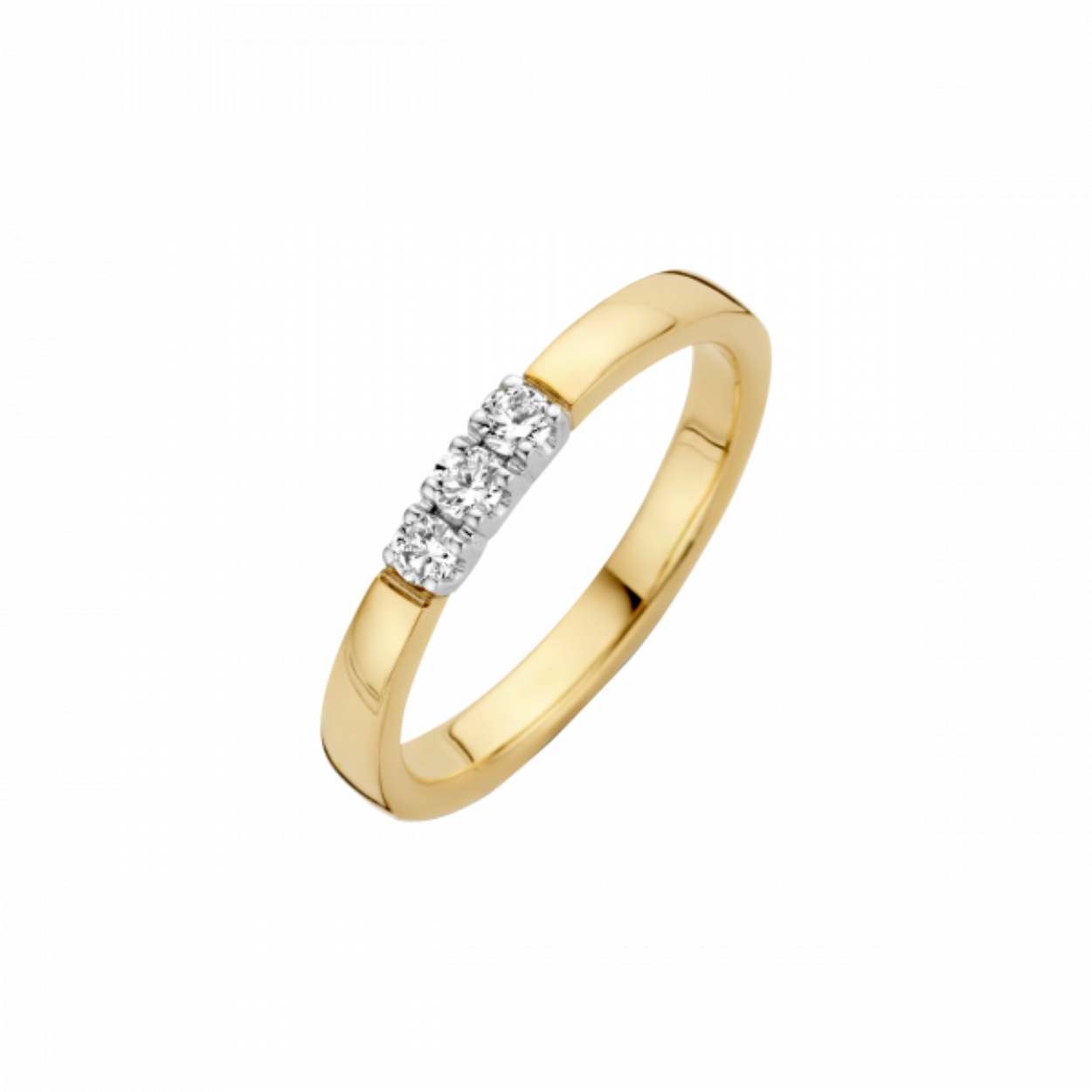 14krt Gouden Memoire Ring 3x0.05crt diamant H/SI