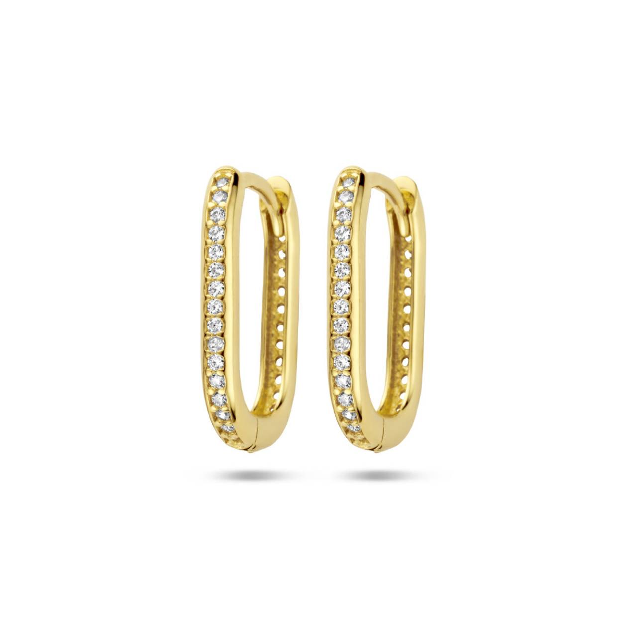 Huiscollectie - Geelgouden klapcreolen bezet met briljant geslepen zirconia's 17x2.5mm - 4025182