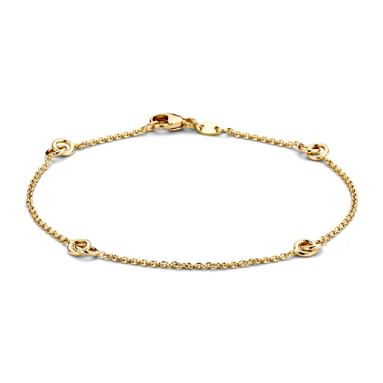 Geelgouden armband met verbonden cirkels.