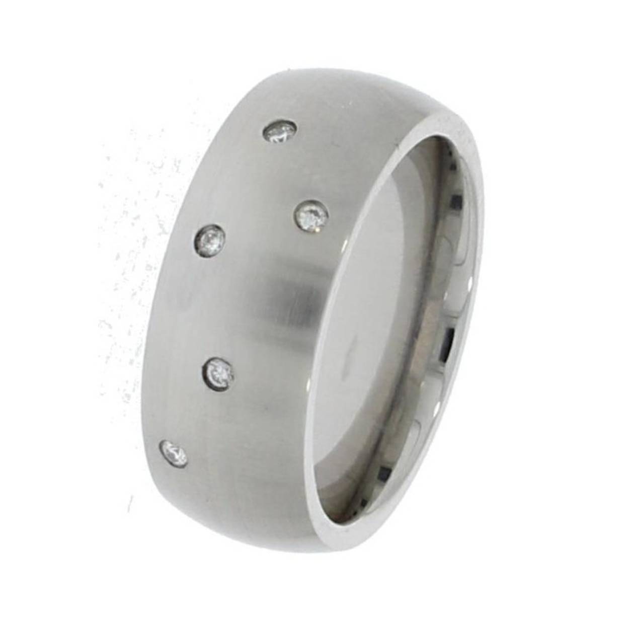 Staal ring met diamanten - 0,05 w-si