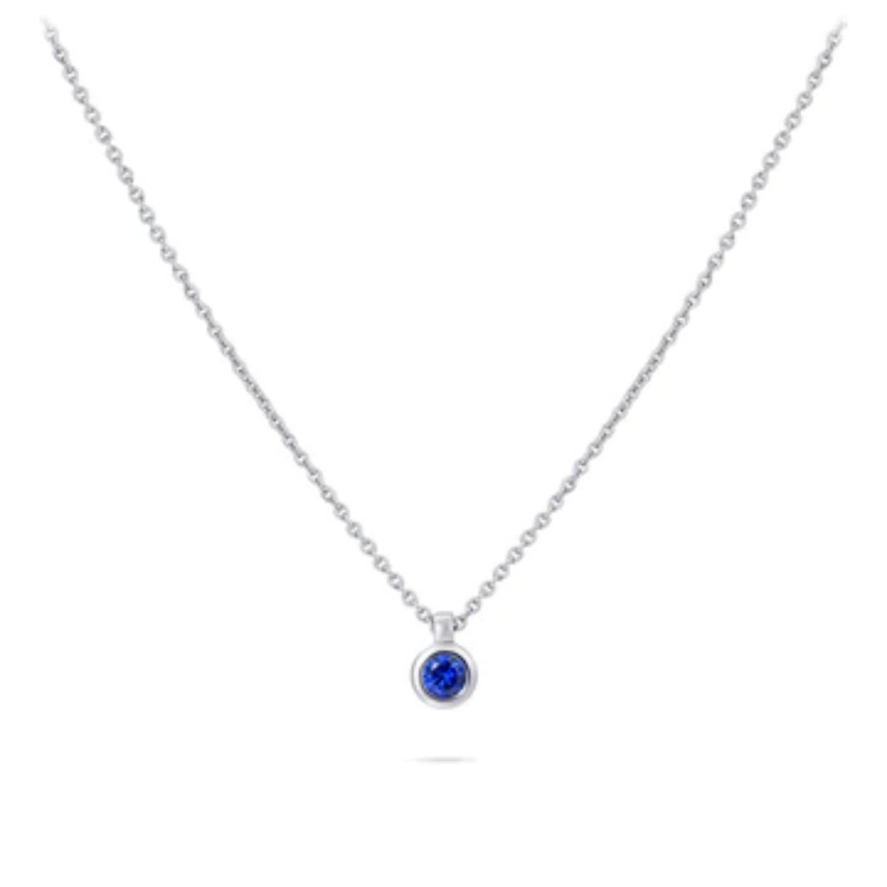 Gisser Jewels  | ketting zilver | blauwe Zirconia 42 + 5 cm 