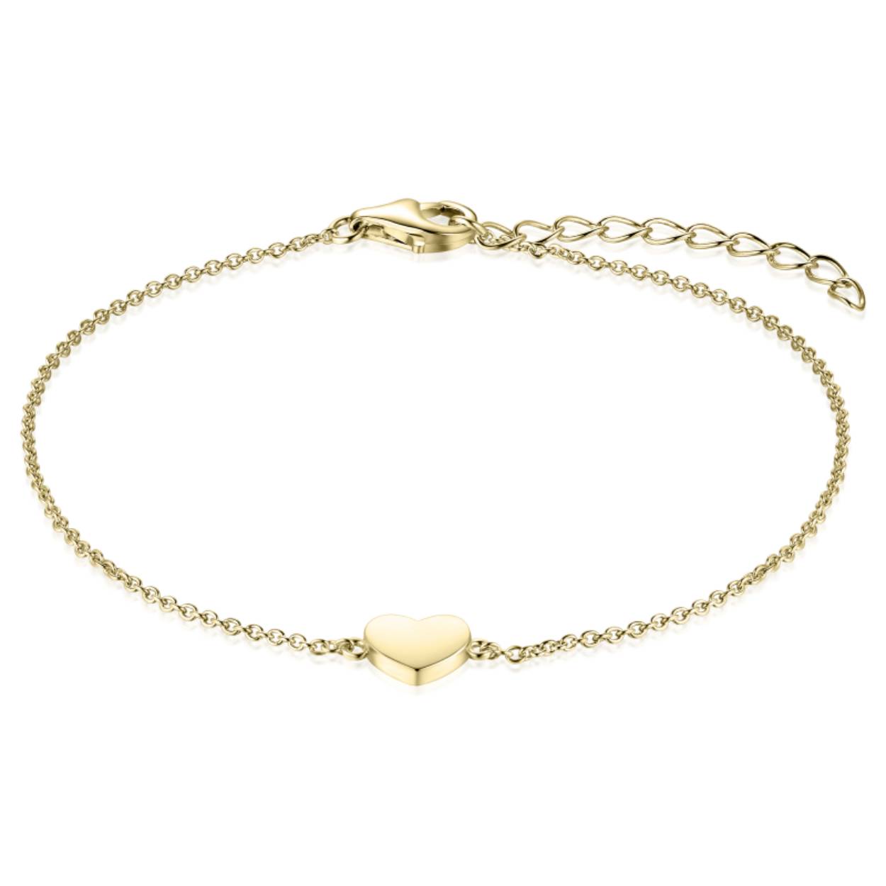 Mooie Zilver vergulde anker schakel armband met in het midden een Massief hart. 
Lengte: 17 cm + 3 cm.

Leuk om te combineren met de bijpassend 
collier N1030Y en/of 
oorstekers E1031Y
oorringen KC1026Y.