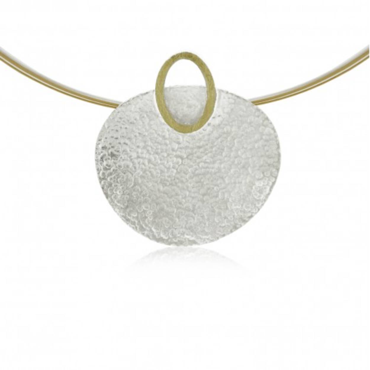 Draad collier met hanger zilver/goud groot
