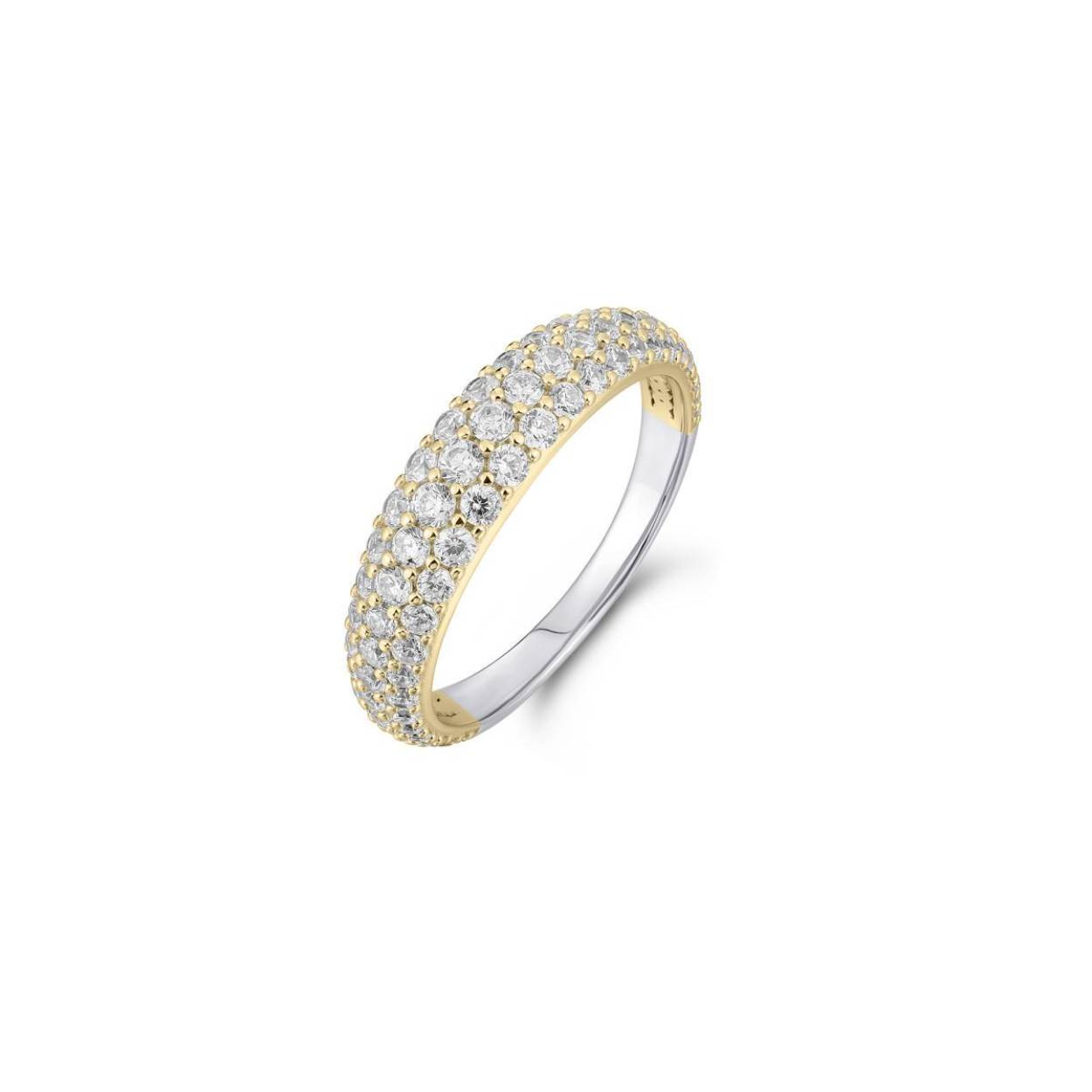 Zilveren ring goldplated met zirkonia's R488Y-54