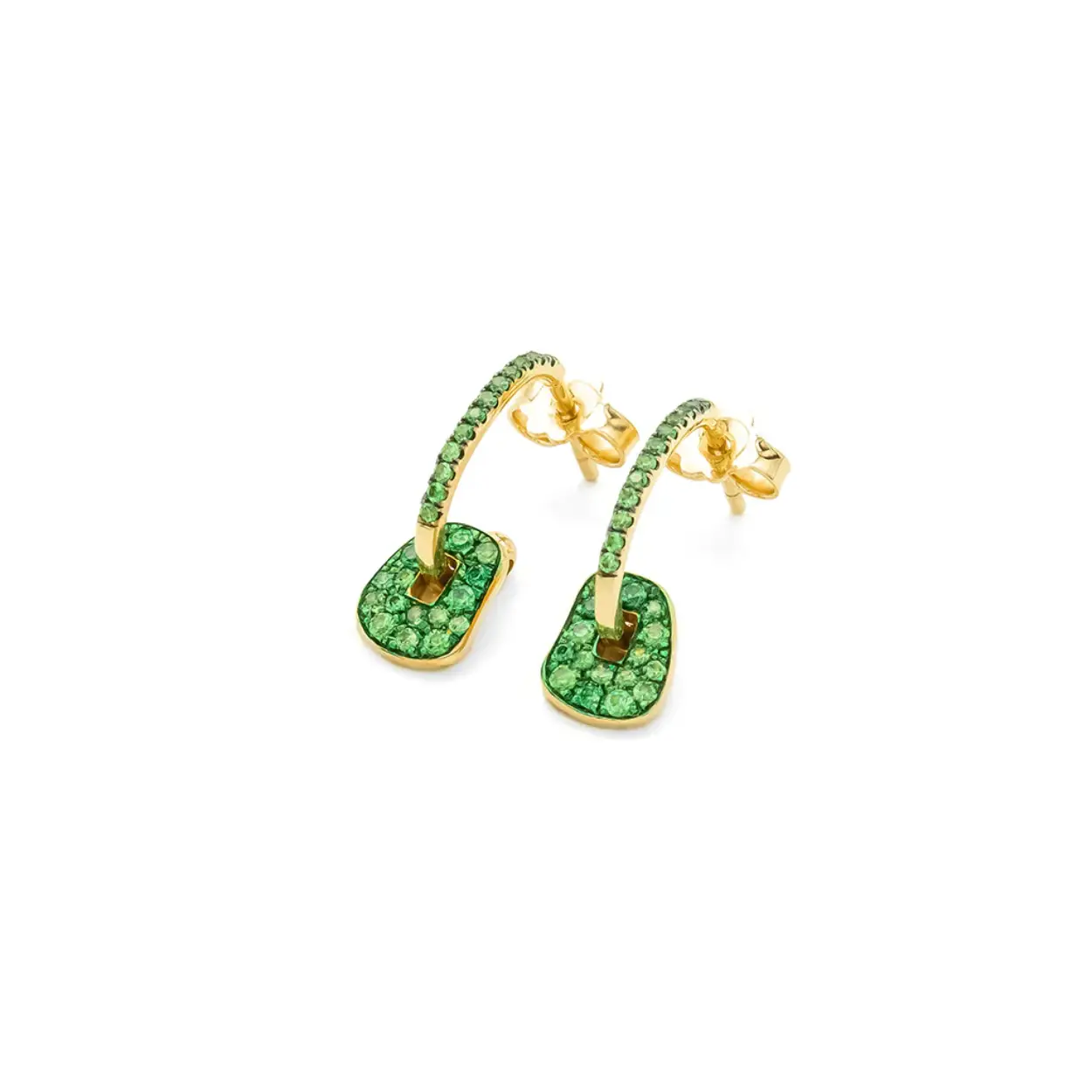 SET MINI PUZZLE oorringen groen tsavoriet  met 2 paar kleur Mini Puzzles.