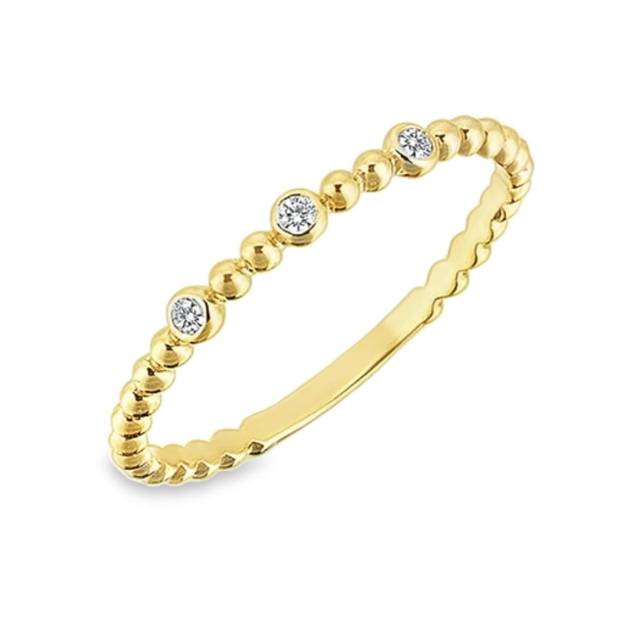 Geelgouden Bolletjes (aanschuif)ring met Zirkonia