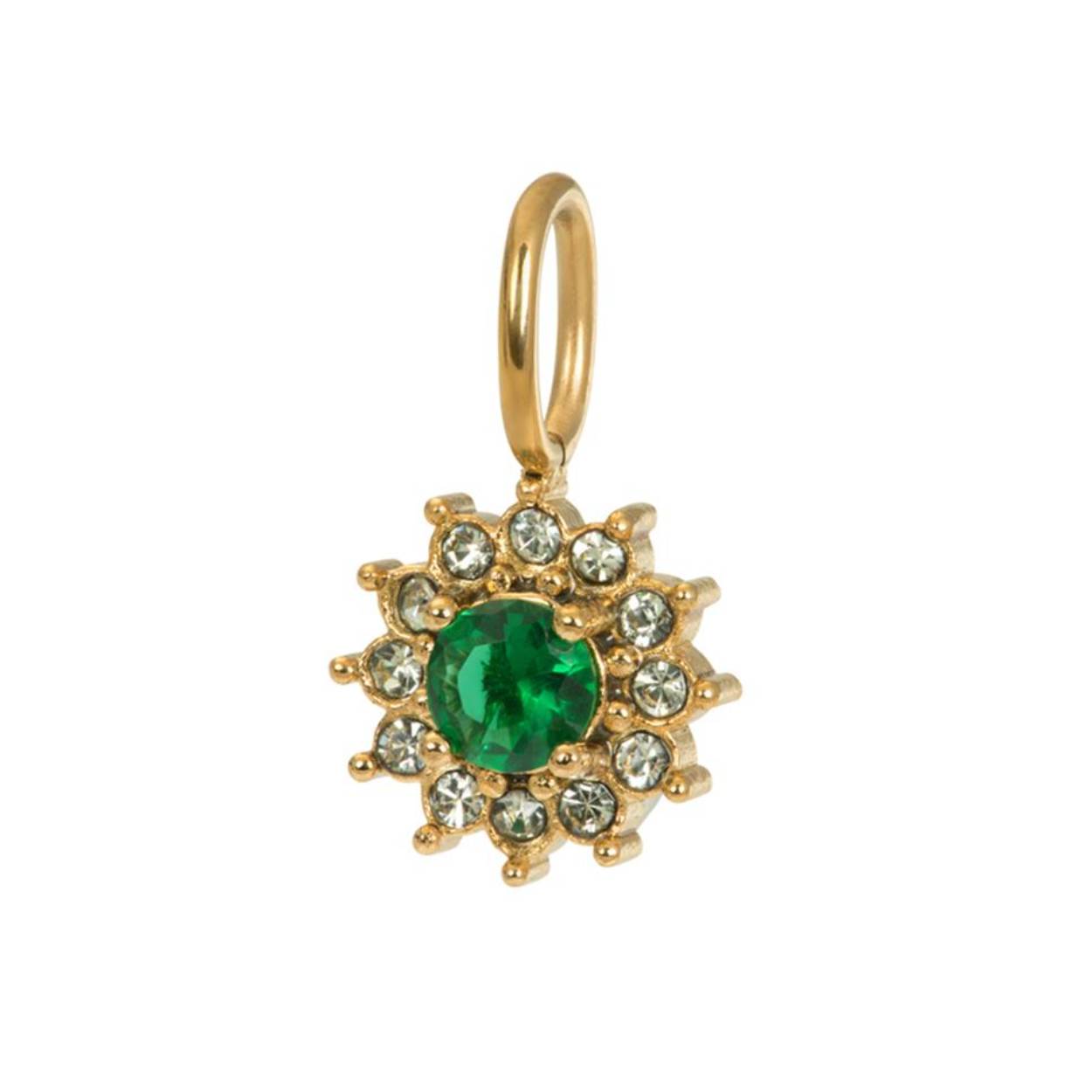 De iXXXi pendant Lucia Emerald is gemaakt van stainless steel en is voorzien van een goudkleurige plating. De hanger bestaat uit een opvallende groenkleurige zirconia in de vorm van een bloem waarmee jij direct de show steelt. De pendant Lucia Emerald heeft een afmeting van 16mm. Mix en match en speel met bijvoorbeeld meerdere goudkleurige pendants aan jouw iXXXi ketting.
