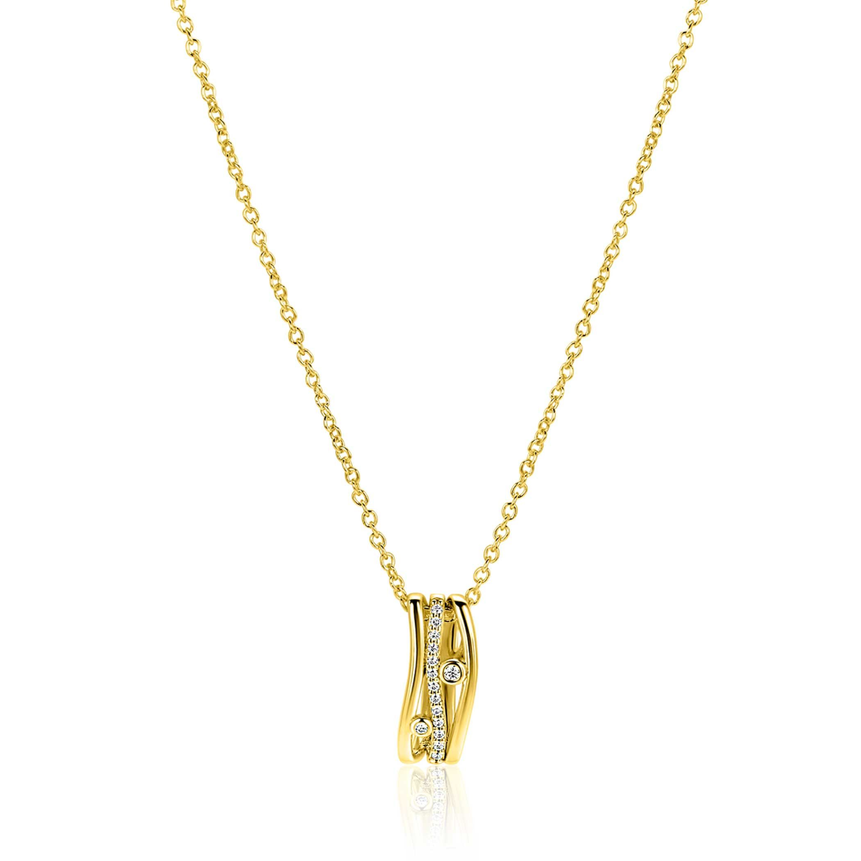 ZINZI gold plated zilveren schakelketttinkje met multi-look hanger (16mm) in golvend design 45-48cm ZIC2685
