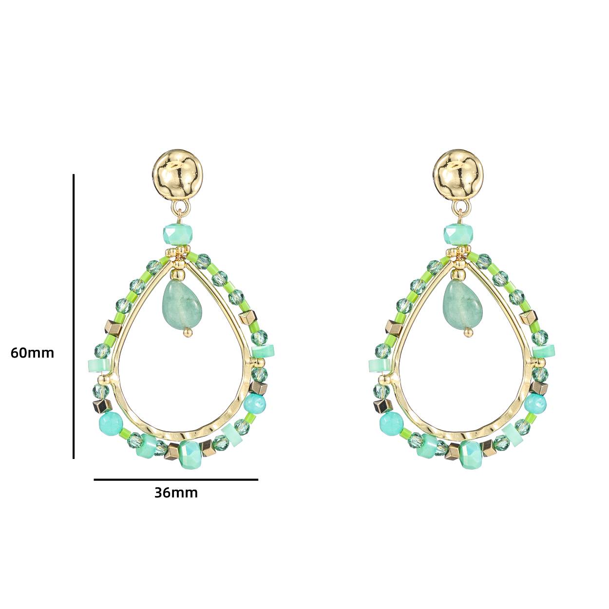 Beadefd Drop Dangle - 14K + Mint
E4039-3