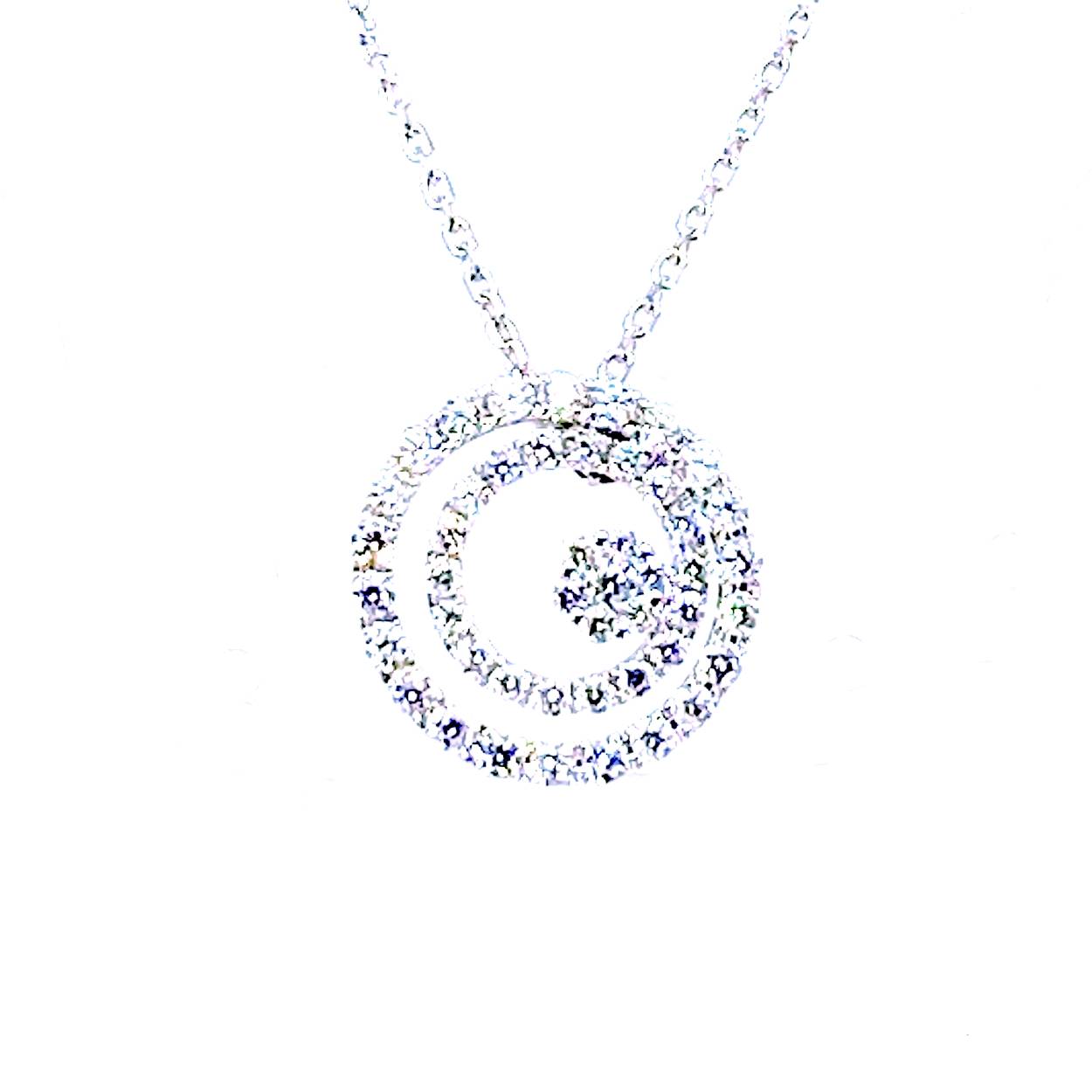 Hanger met ketting wit goud 18 karaat rond met 0.54ct briljant gezet