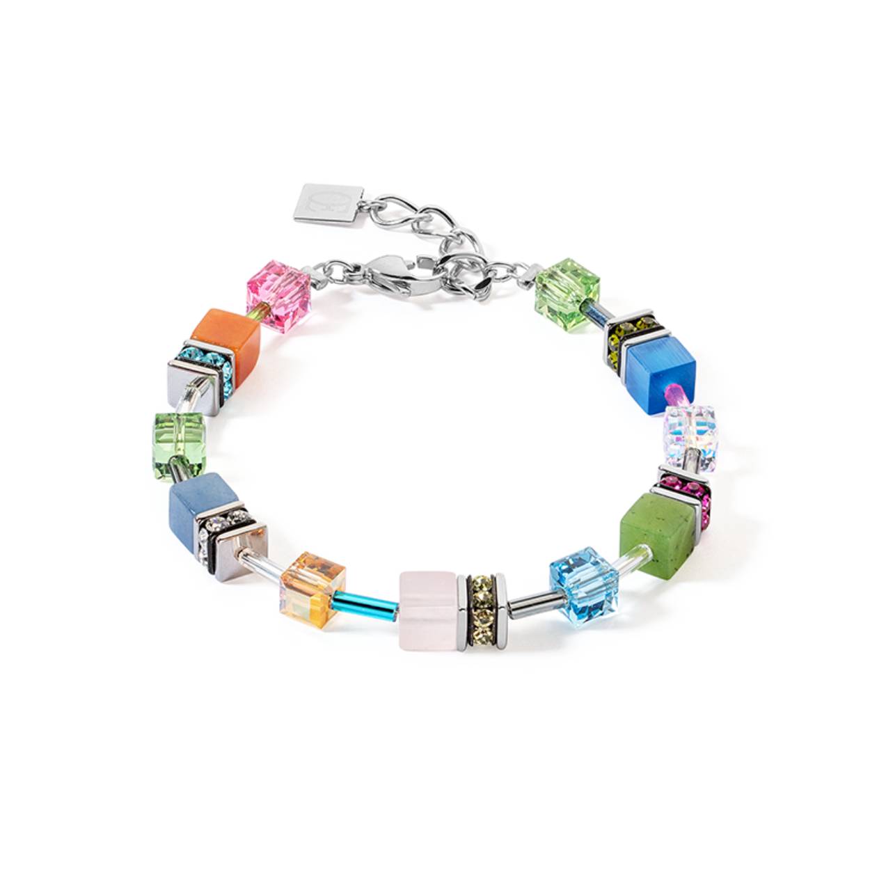Coeur de Lion armband met blauwe aventurijn, rosé quartz