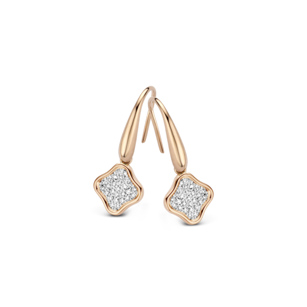 18KT rood/witgoud oorknoppen 0.22ct