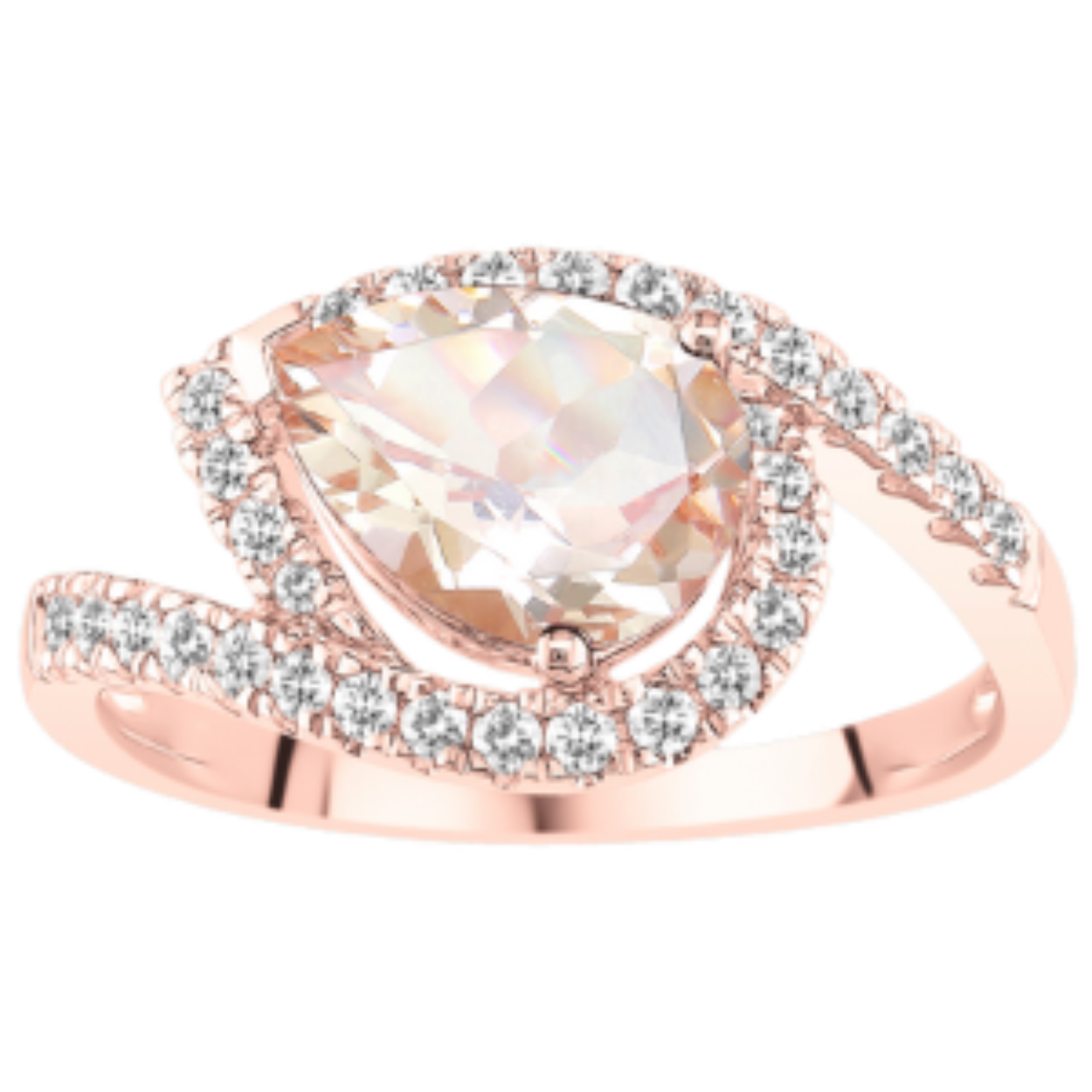 Ring goud 18kt met briljanten en morganite