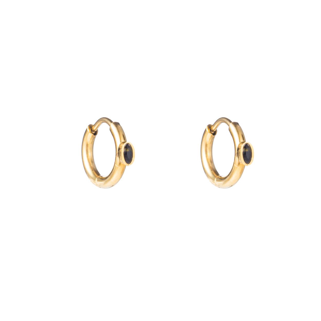 Go Dutch Oorbellen oval diamond hoop - 14k + black diamond 