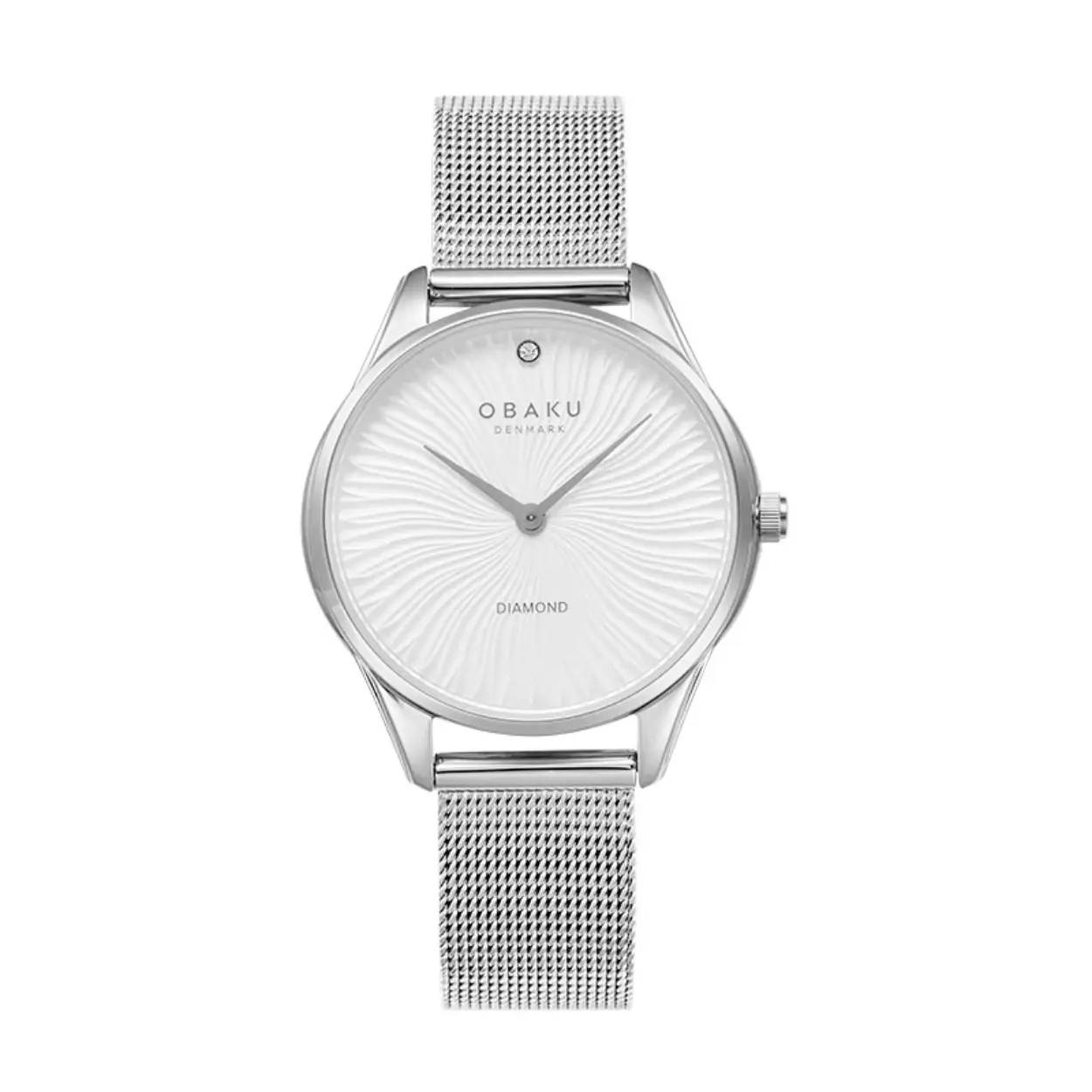 Obaku Dames Horloge Smykke Steel V297LXCIMC is een elegant polshorloge met een witte wijzerplaat en ronde, roestvrijstalen kast. Het heeft een zilverkleurige Milanese mesh band en een kwartsbinnenwerk. Het horloge is nikkelvrij en heeft een waterbestendigheid van 3ATM. Draag dit stijlvolle horloge dagelijks voor een verfijnde look.