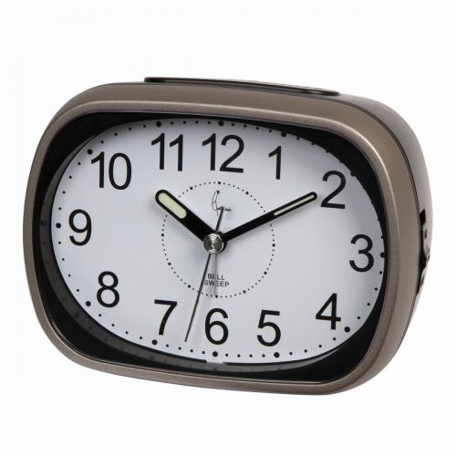 Wekker quartz met bel alarm - Snooze functie - Licht functie - Geruisloze secondenwijzer - Lichtgevende wijzers - Kleur: zwart/titanium - Afmetingen: 120 mm x 92 mm x 56 mm