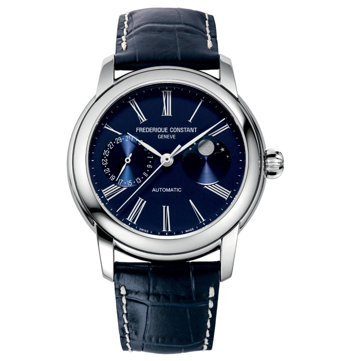 Crafted in harmony with the finest watchmaking traditions, the Classics Moonphase Manufacture comes in a very balanced 42 mm case diameter and housing the FC-712 movement, in-house designed, produced, and assembled.
