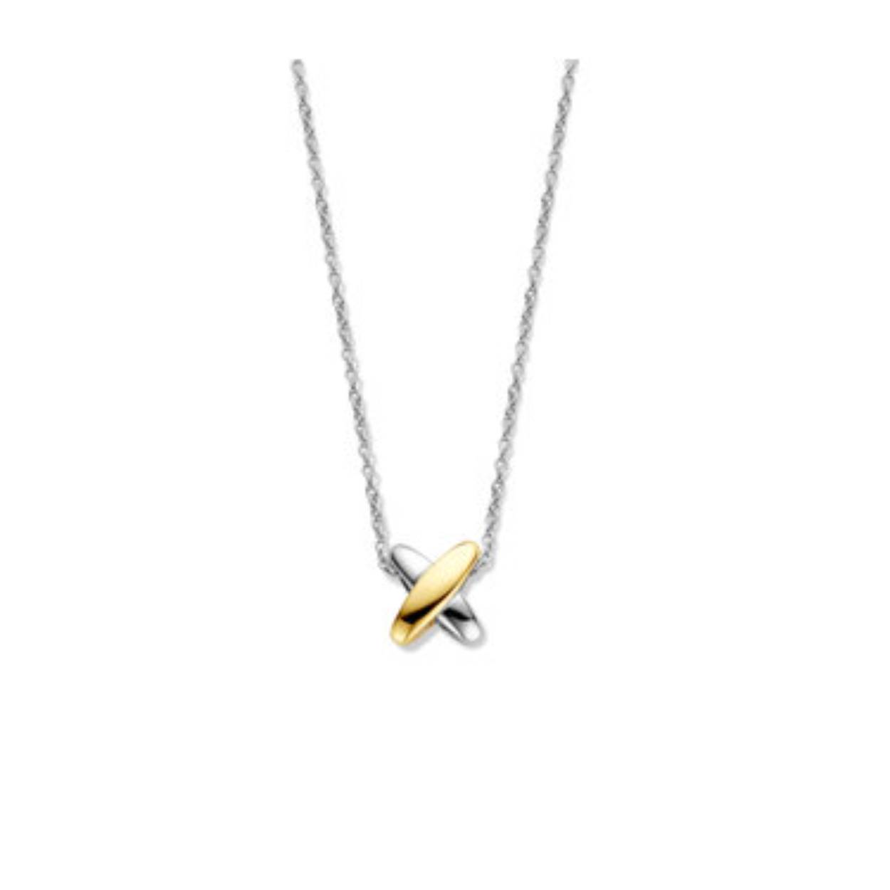 Deze TI SENTO - Milano vergulde zilveren ketting 34003SY/42 pronkt met een sterling zilveren schakel en een vergulde schakel die een elegante kruisvorm vormt. De ketting is gemaakt van 925 sterling zilver en verguld met 18k geel goud. Het extra veilige slot is ontworpen om dit stuk altijd bij je te houden. De lengte van deze ketting is verstelbaar, het bereik is 38-48cm.