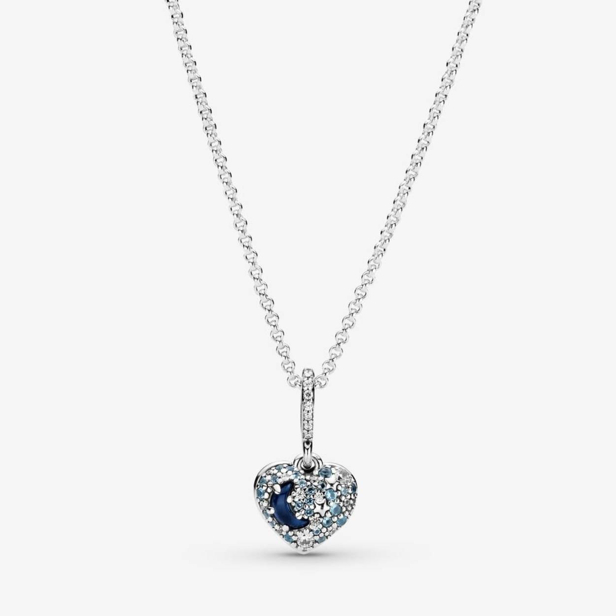 PANDORA Sprankelende Blue Moon & Stars Hart Halsketting 399232C01