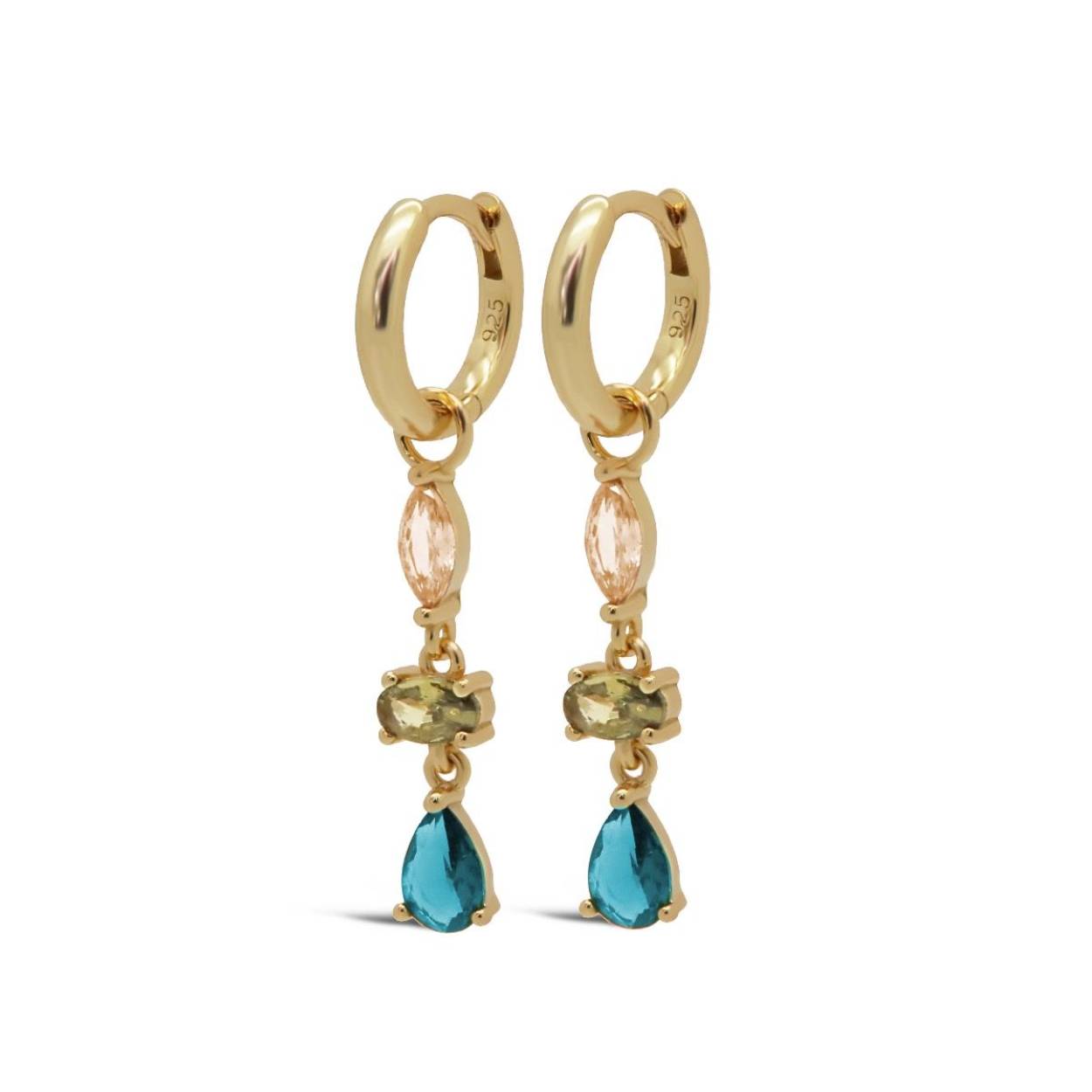  A142GP_LB Karma oorringen CAILY blue | zilver verguld | zirkonia's 