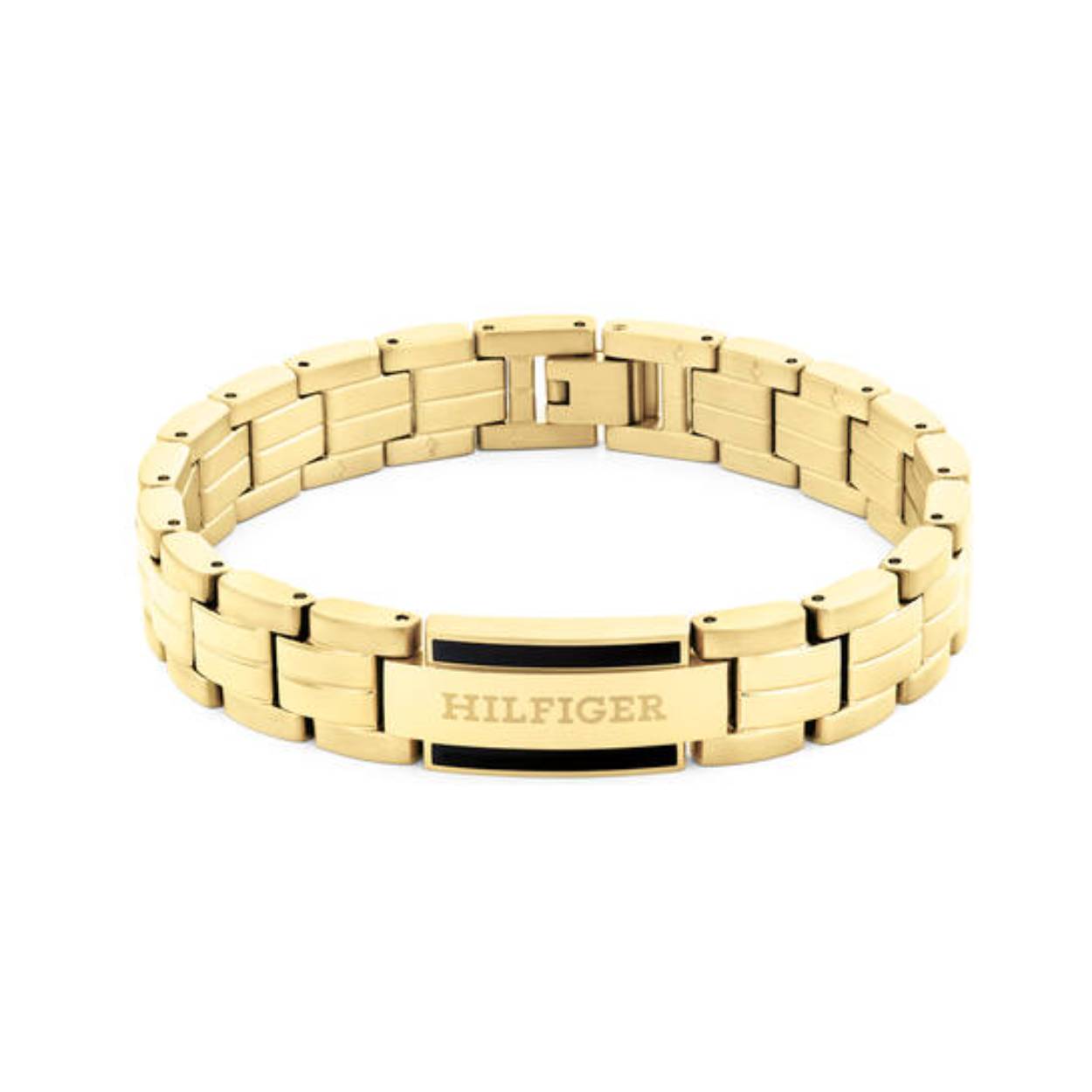 Tommy Hilfiger Jewels TJ2790601 Armband Heren Staal 19cm
Deze armband van Tommy Hilfiger uit de jewelry serie PARKER met nr: TJ2790601 is een opvallend model. De goudkleurige stalen heren schakelarmband heeft een plaat in het midden met daarop de naam Hilfiger met een zwarte emaille ondergrond. De armband sluit met een druksluiting en heeft een lengte van 19cm. Ook leuk te combineren met andere sieraden van Tommy Hilfiger.

Het merk:
Tommy Hilfiger is wereldwijd één van de grootste designer lifestyle merken en is internationaal bekend om haar classic American cool stijl. De sieraden zijn voor dames en heren met een eigen stijl, die niet bang zijn om dit aan de wereld te laten zien.

Specificaties:
- Stalen armband met emaille
- Strakke bolle schakel
- Lengte 19cm
- Heren sieraad