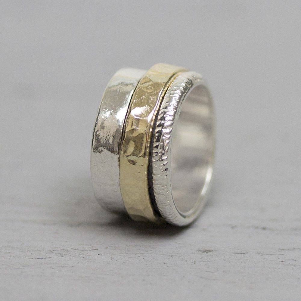 Ring zilver oxy+ goldfilled mt 59