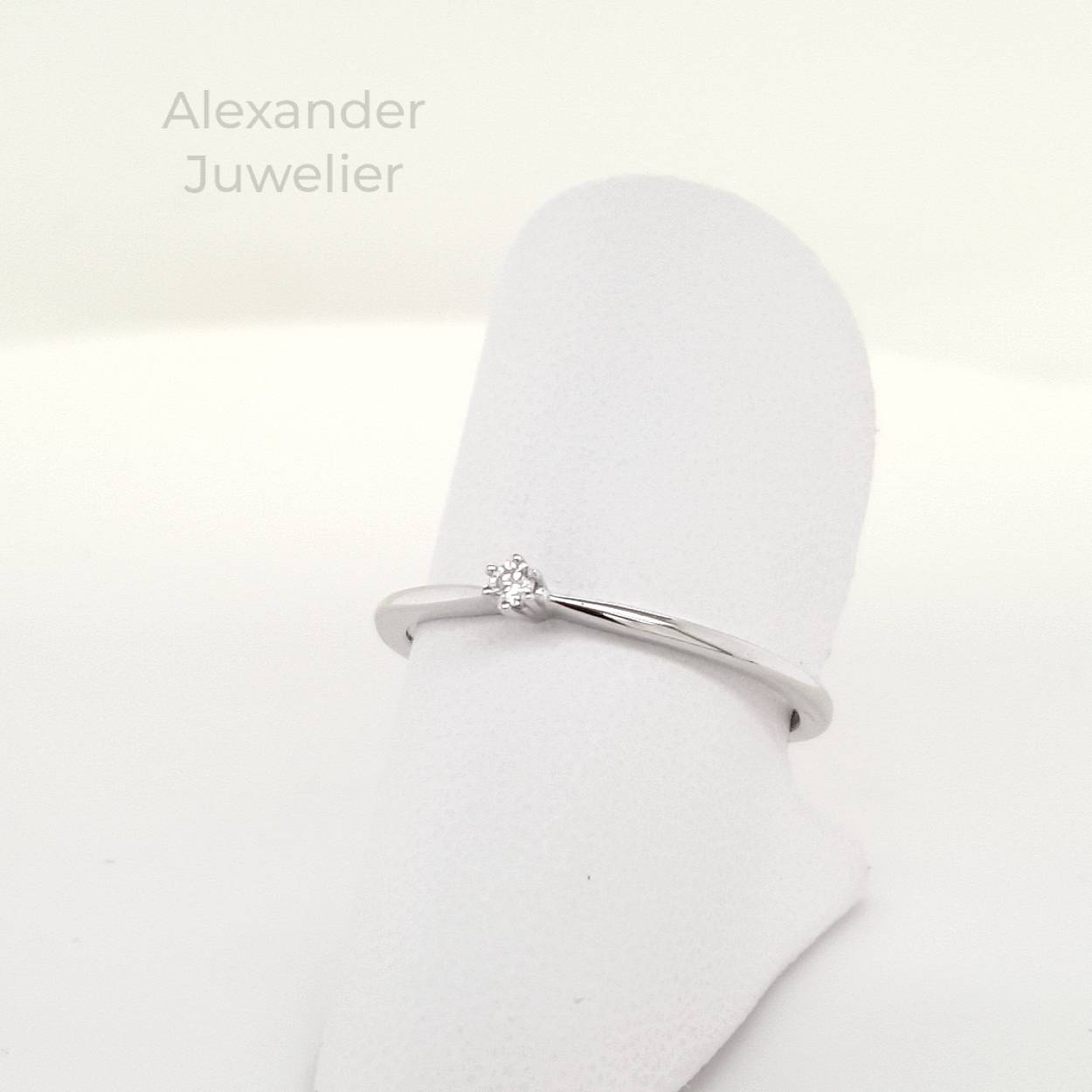14krt. witgouden solitair ring 0.03ct H/SI