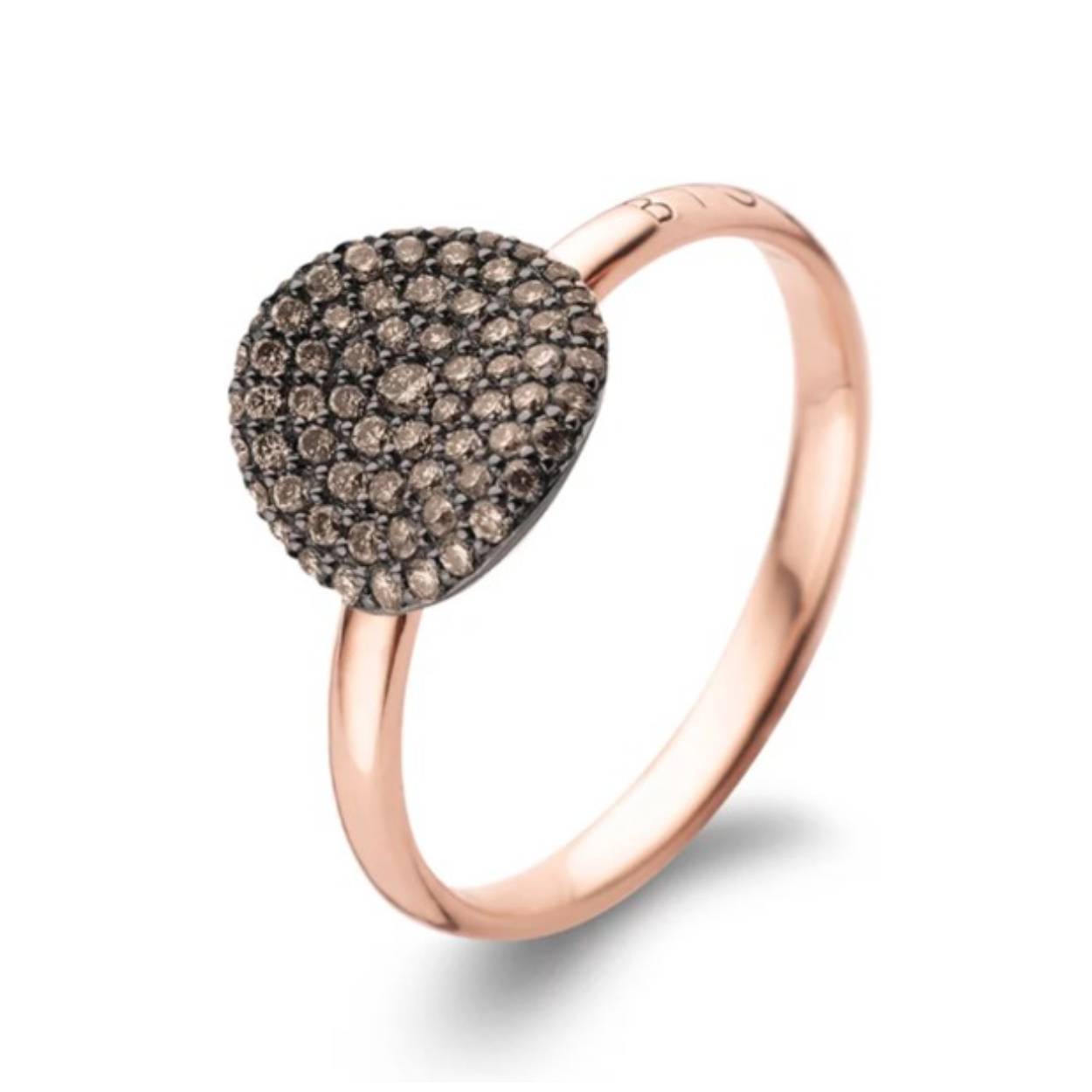 Deze Mini Waves ring is vervaardigd in 18-karaats roségoud en afgewerkt met bruine diamanten en zwart rhodium.



